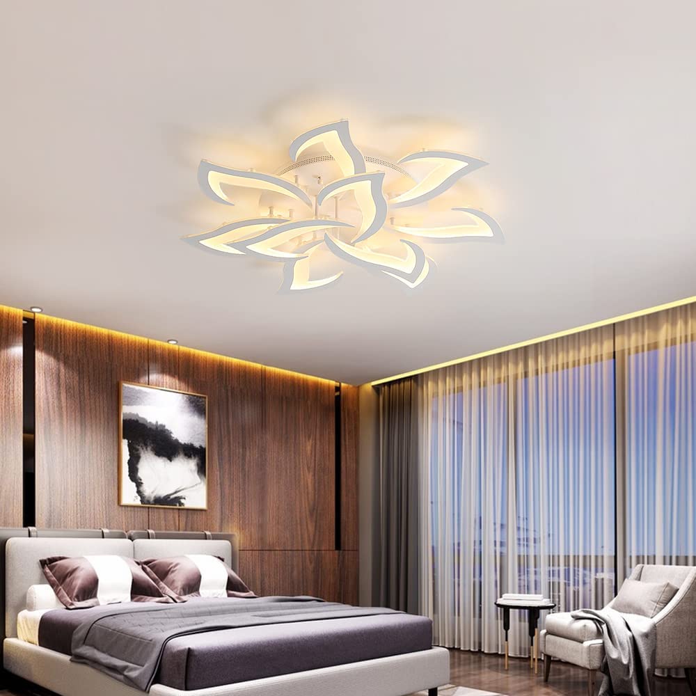 COMELY Plafonnier LED Dimmable 84W 9450LM, Lampe de Plafond Moderne en Forme de Pétale 3000K-6500K, Luminaire Créatif pour Salon,Chambre,Hall d’Entrée - 9