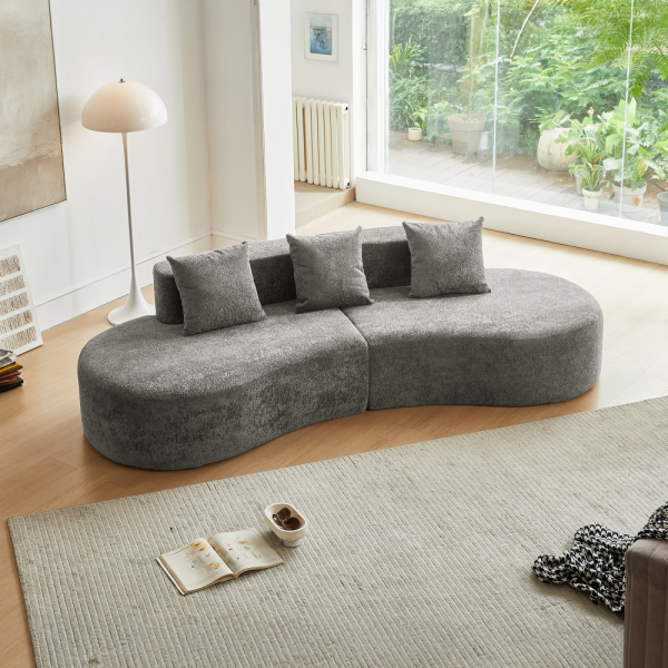Nowoczesna, zakrzywiona sofa modułowa, sofa 3-osobowa, wygodna i elegancka do salonu, mieszkania, dekoracji wnętrz, łatwa w montażu
