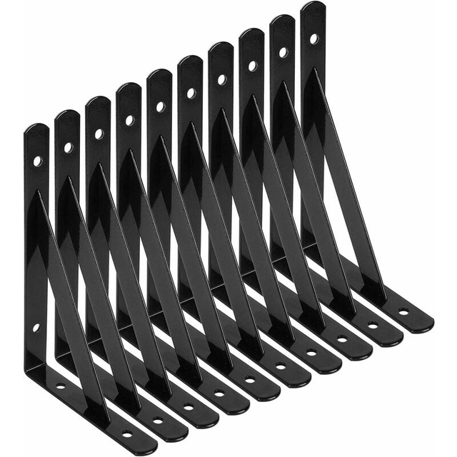 Soporte para estante de pared, paquete de 10 soportes fijos para estante, marco flotante de metal resistente de 90 grados, 15x9,5 cm