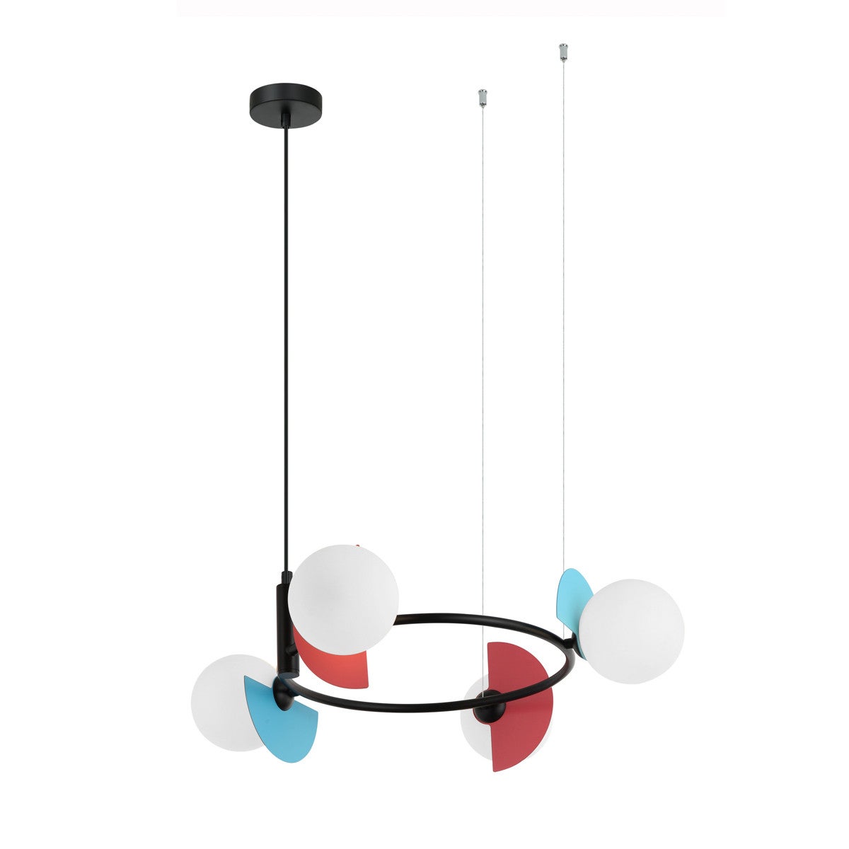 Lampa wisząca Nauti niebiesko-różowa-biała-czarna 4xG9x25W dekoracyjna wym: 93 x 62 x 62 cm szkło Italux