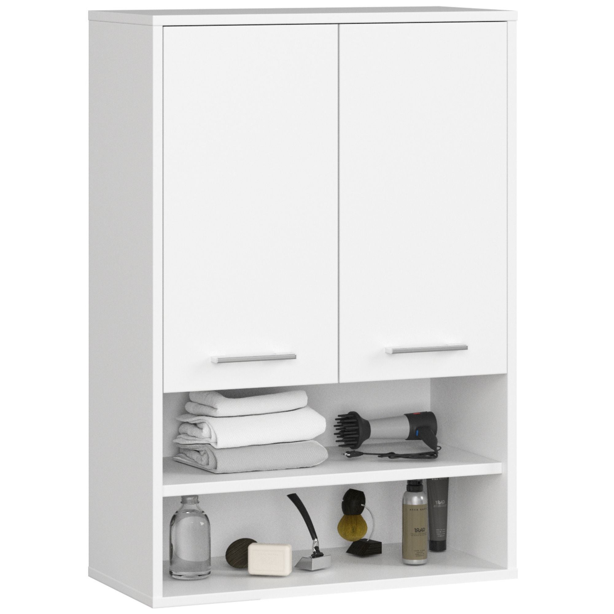 Szafka łazienkowa wisząca AKORD FIN Biała 64 cm 2 drzwi 4 półki 64x30x94 cm