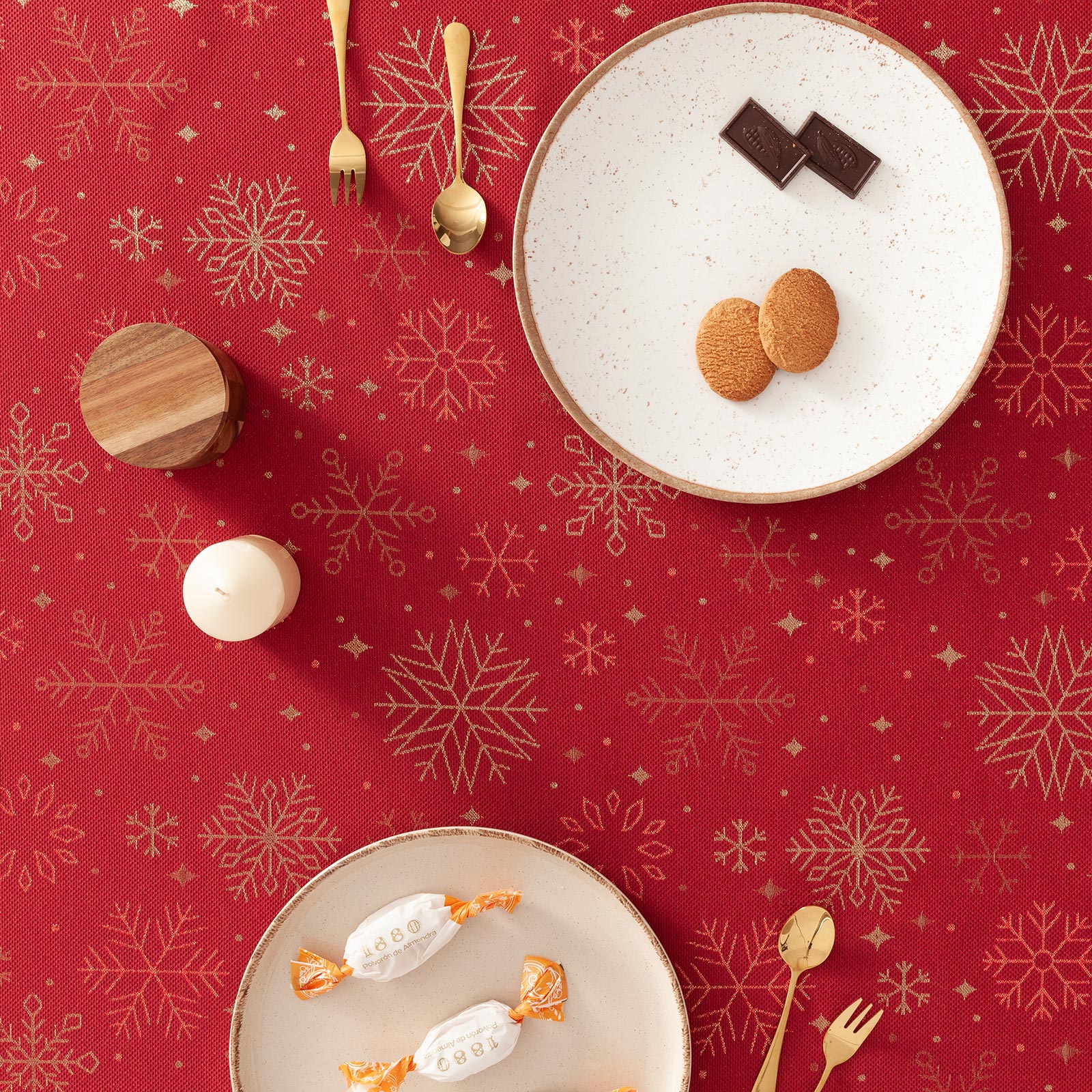 Runner da tavola natalizio in cotone jacquard rosso 45x135 cm - Sparkle - 2