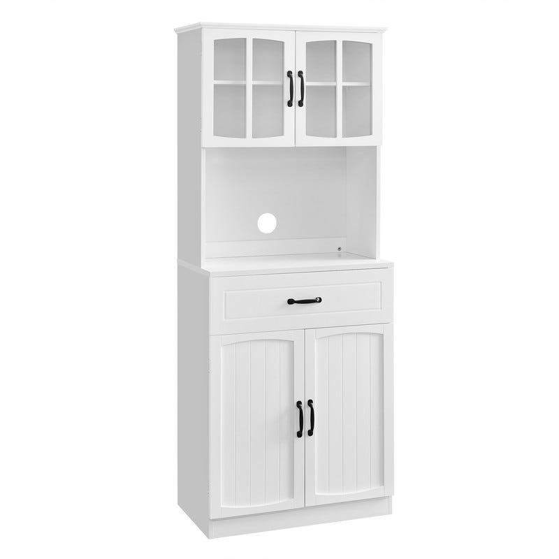 Buffet De Cuisine Avec 4 Portes, Étagères Réglables En Hauteur Et 1 Tiroir Blanc - Buffet De Cuisine