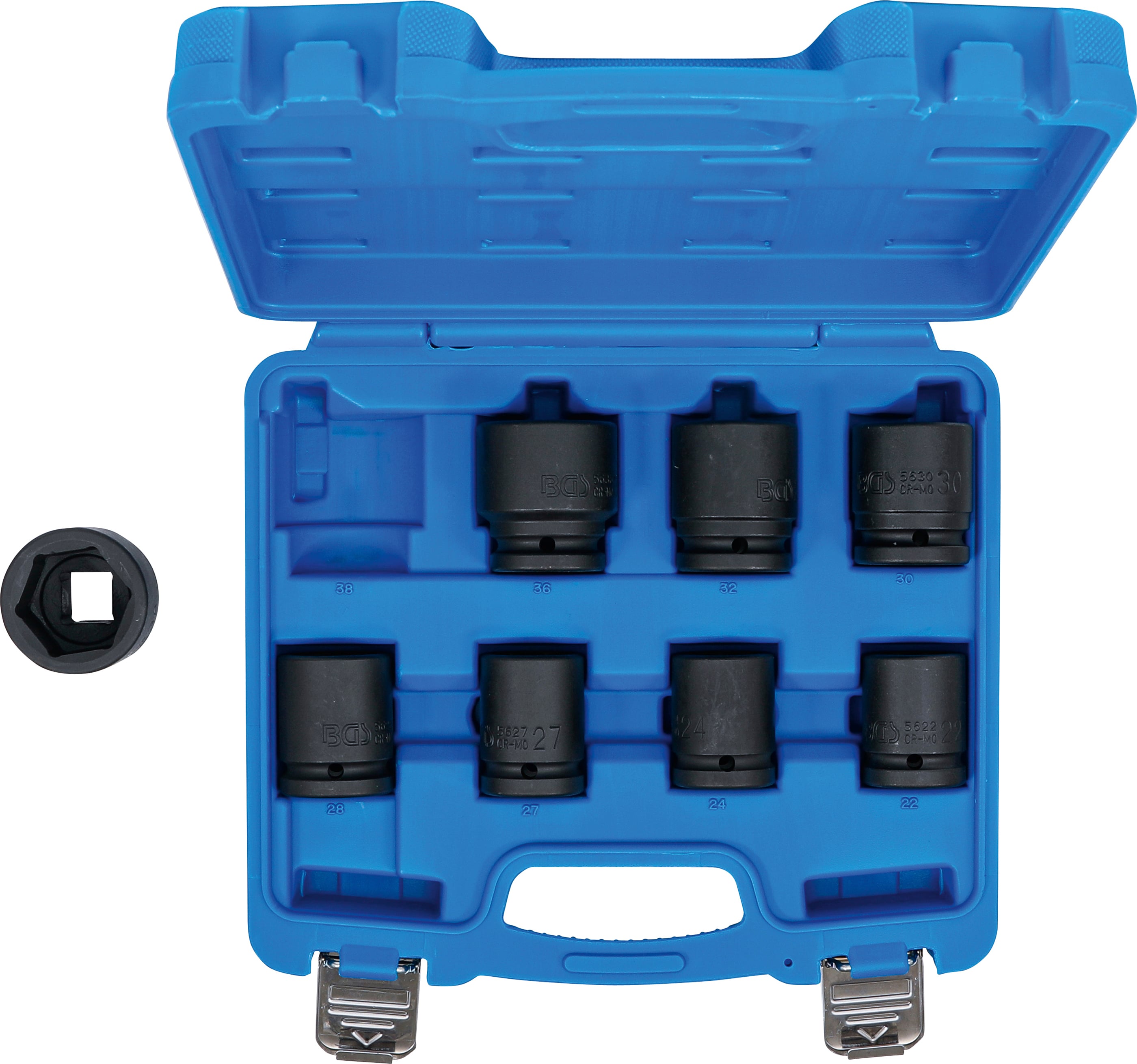 Zestaw nasadek udarowych BGS z napędem kwadratowym wewnętrznym 20 mm (3/4") SW 22 - 38 mm 8 szt. - 5240