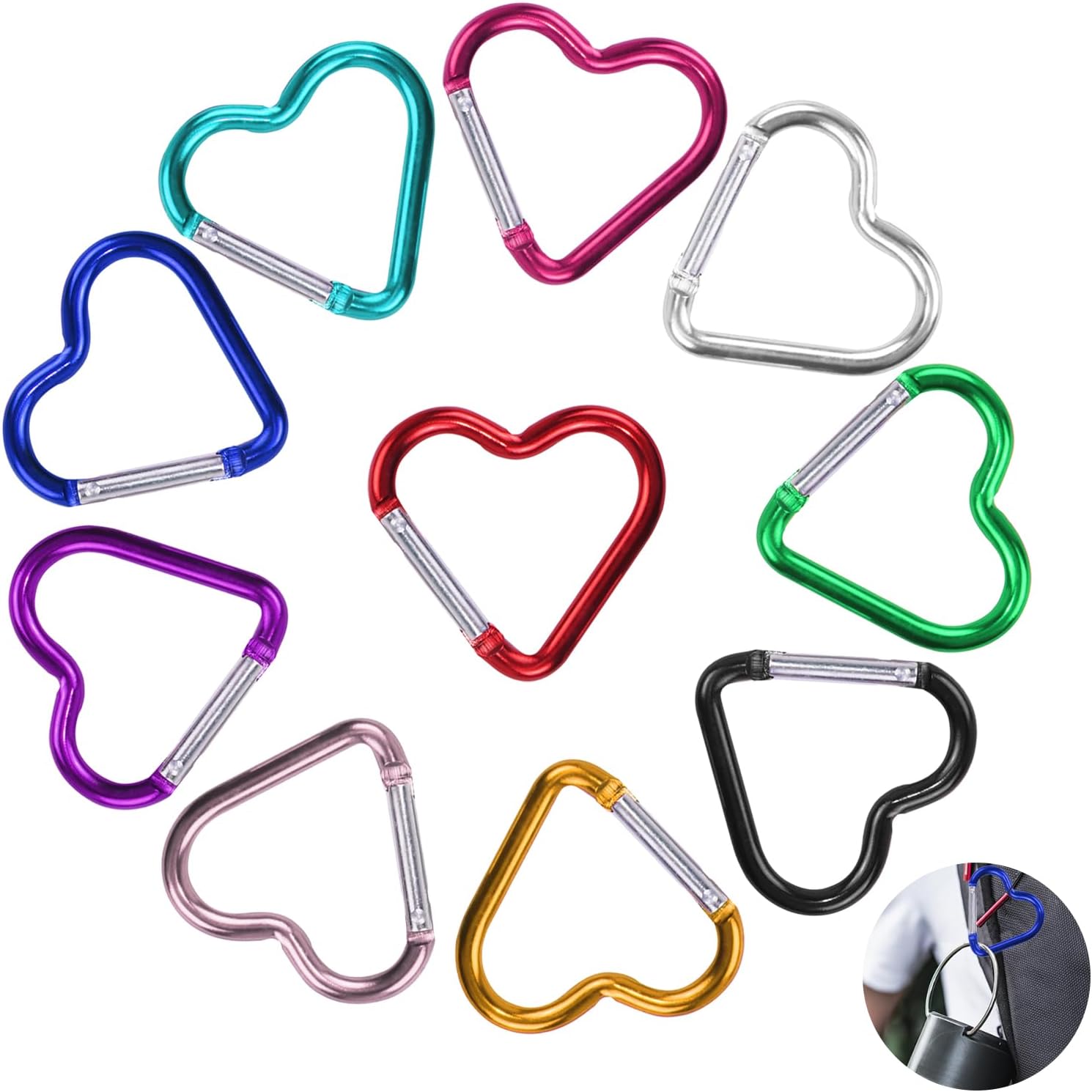 Lot De 6 Mousquetons Porte-clés – Aluminium – Argent – Neuf (sans Boîte)