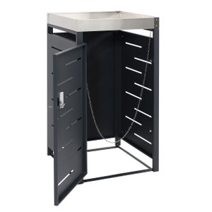 Copribidone Spazzatura Singolo In Polyrattan Grigio - Elegante E Resistente Per Esterni - Foto 12