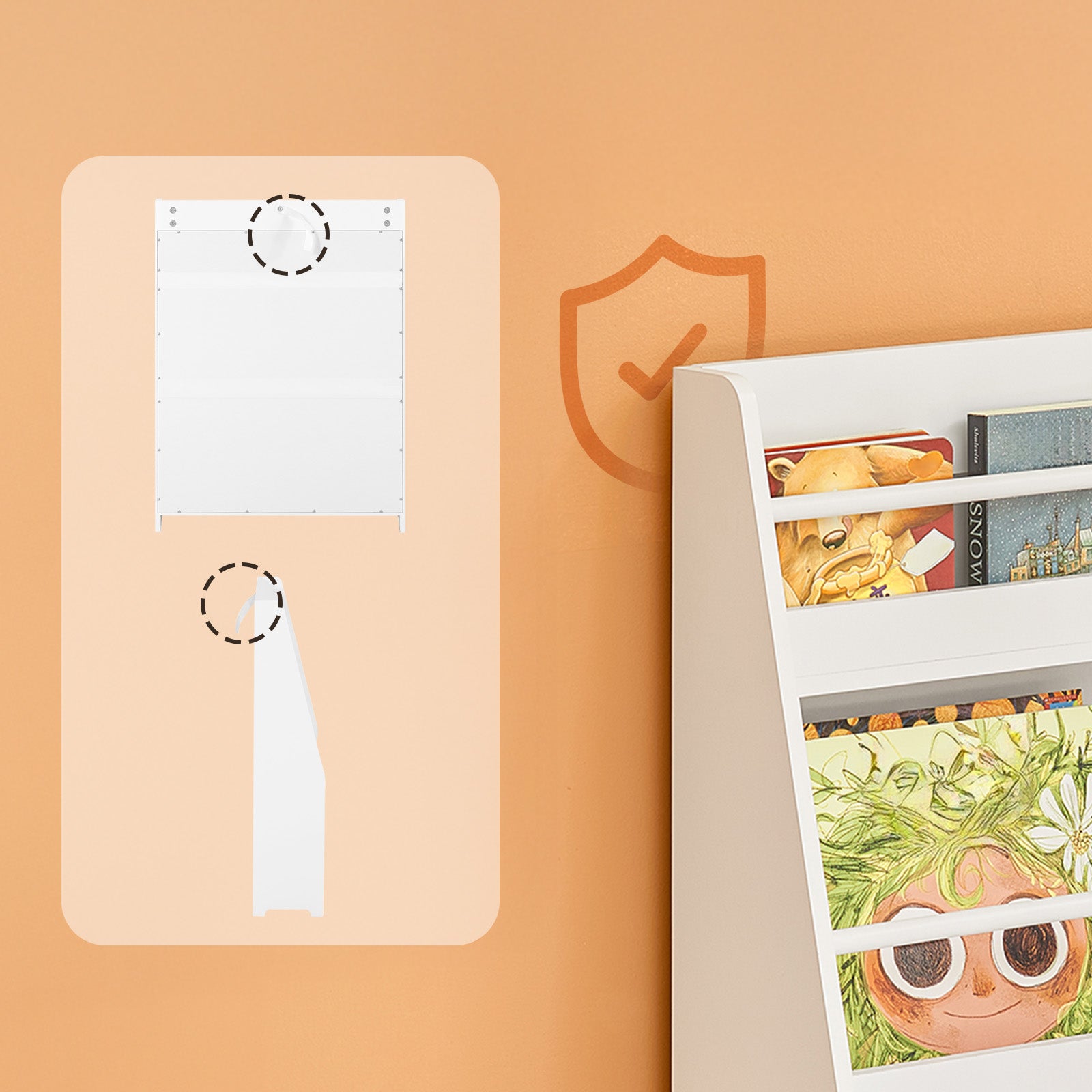 Bibliothèque pour Chambre enfant en MDF Blanc H. 86 x l. 85 x P. 26 cm - 9