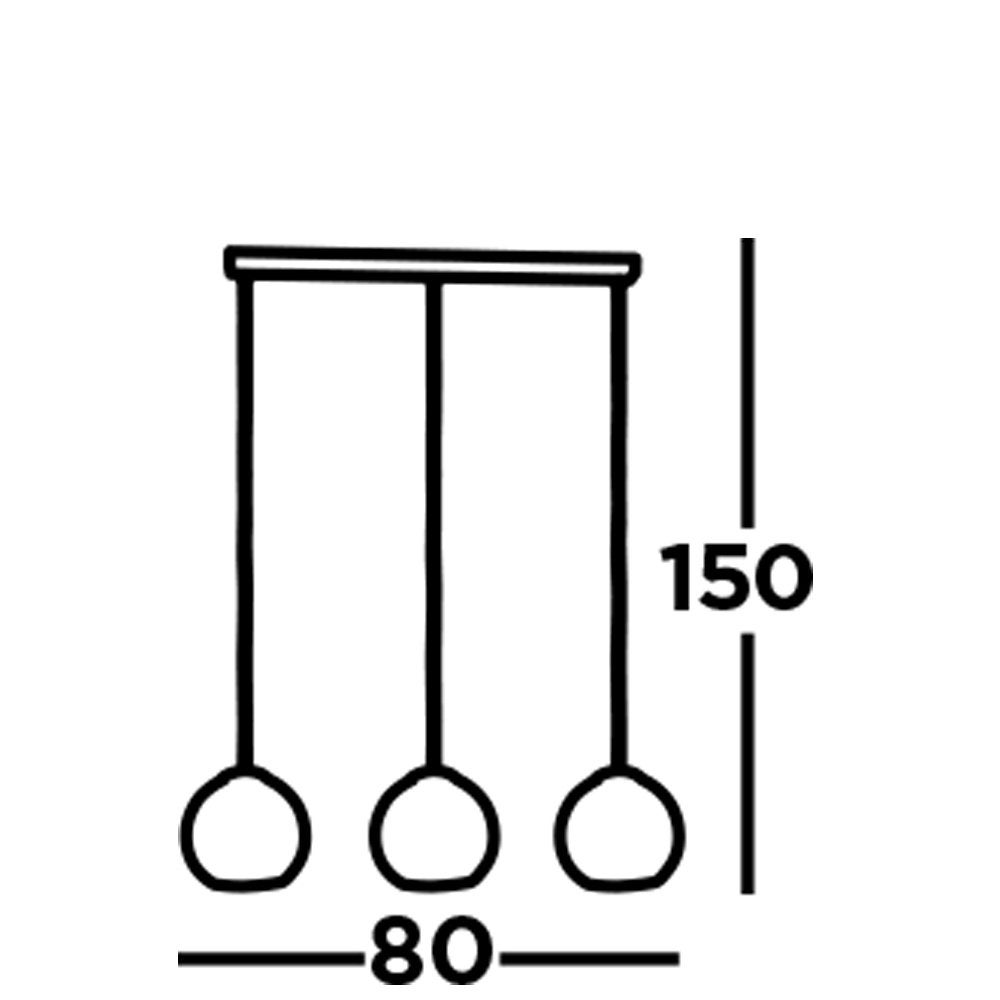 Suspension BALLS 3L barre métal Chrome avec verre fumé E27 3x60w Lg 86cm - 7