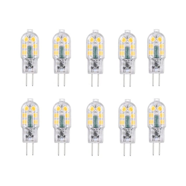 Promotion Ampoule LED G4 2W, 20W Ampoules Halogènes équivalentes, Blanc froid 6000k,200Lm,12x SMD,12V AC/DC-Pack de 10