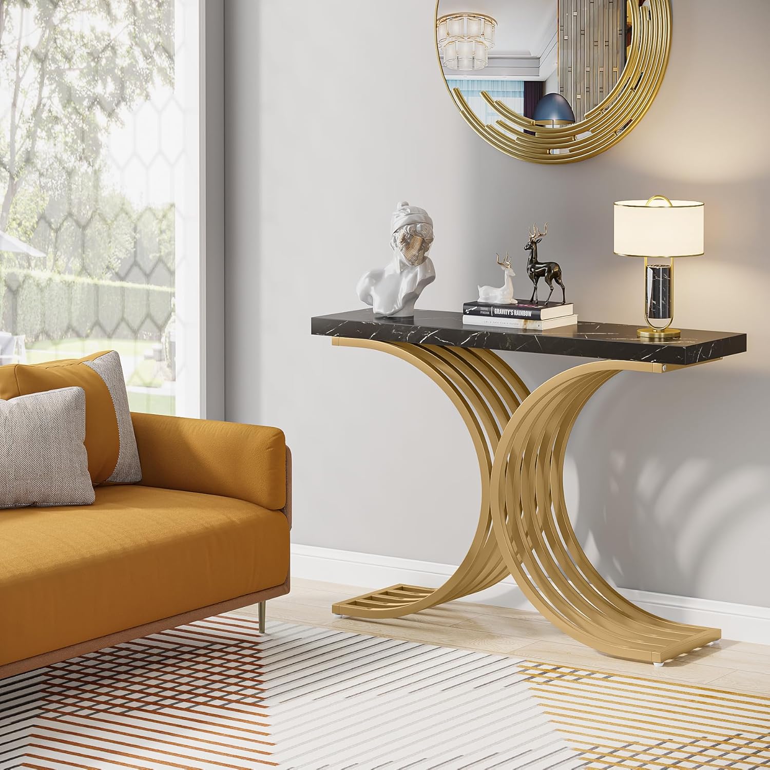 Console D'appoint En Métal, Style Rustique Marron, Table D'entrée Ou Bout De Canapé