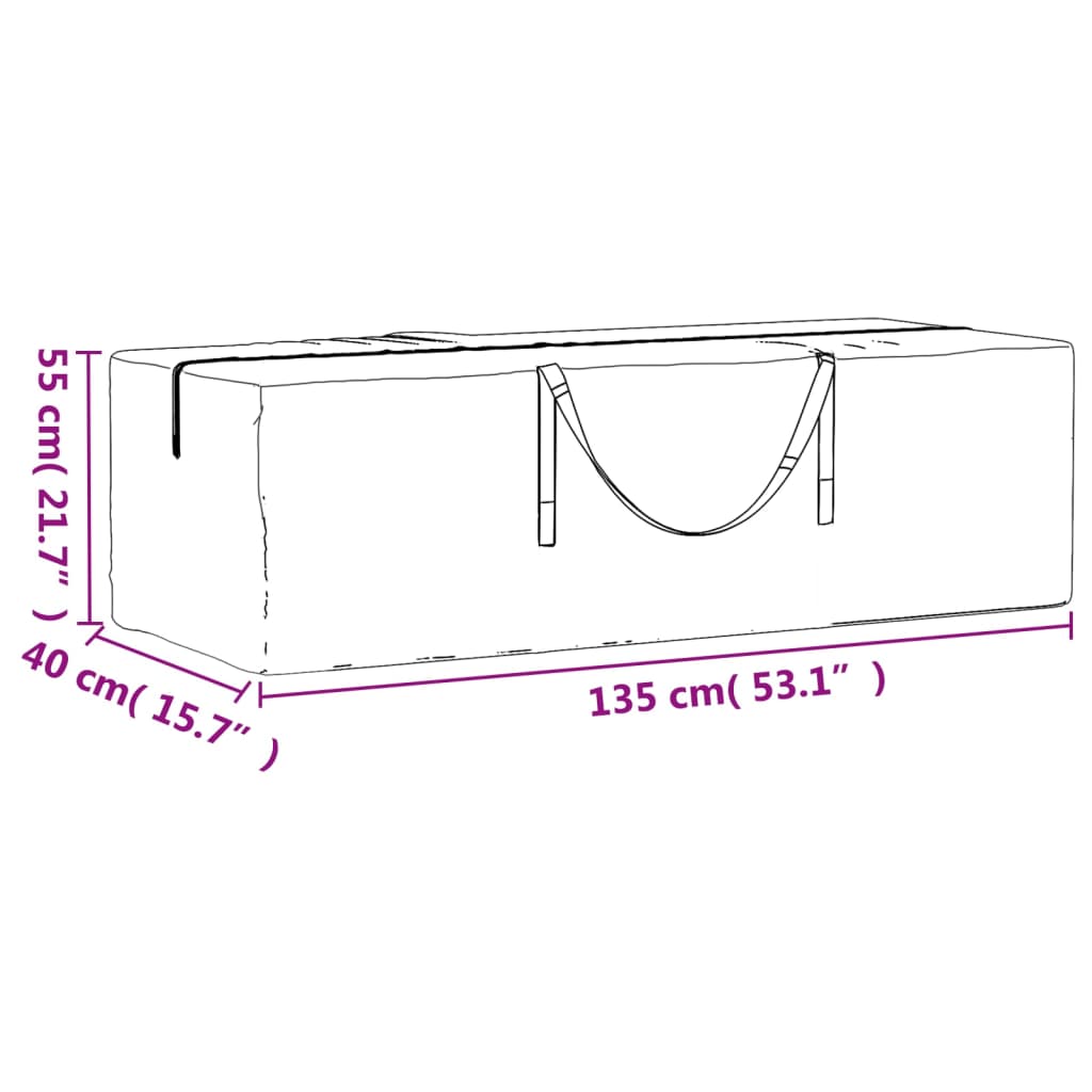 Sac de rangement pour coussins de jardin noir 135x40x55 cm PE - 8