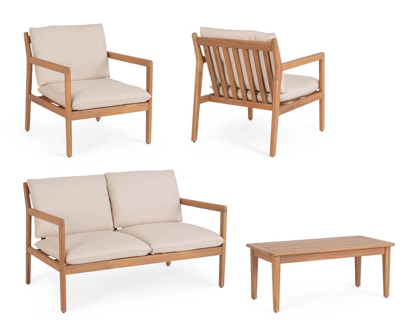 Salon bas de jardin en Bois Marron 4 personnes - 2