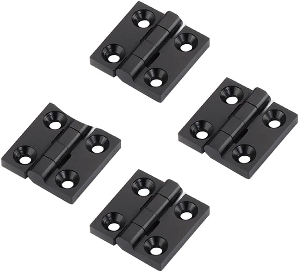 Zestaw 4 czarnych zawiasów ze stopu cynku 50 x 50 mm Zawiasy do ościeżnicy aluminiowej Zestaw montażowy do profilu aluminiowego 6 mm z 2020 r.