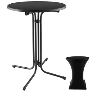 Tavolo Alto Da Bar Rotondo Pieghevole In Alluminio - Altezza Regolabile 74/114 Cm, Diametro 60 Cm - Foto 14