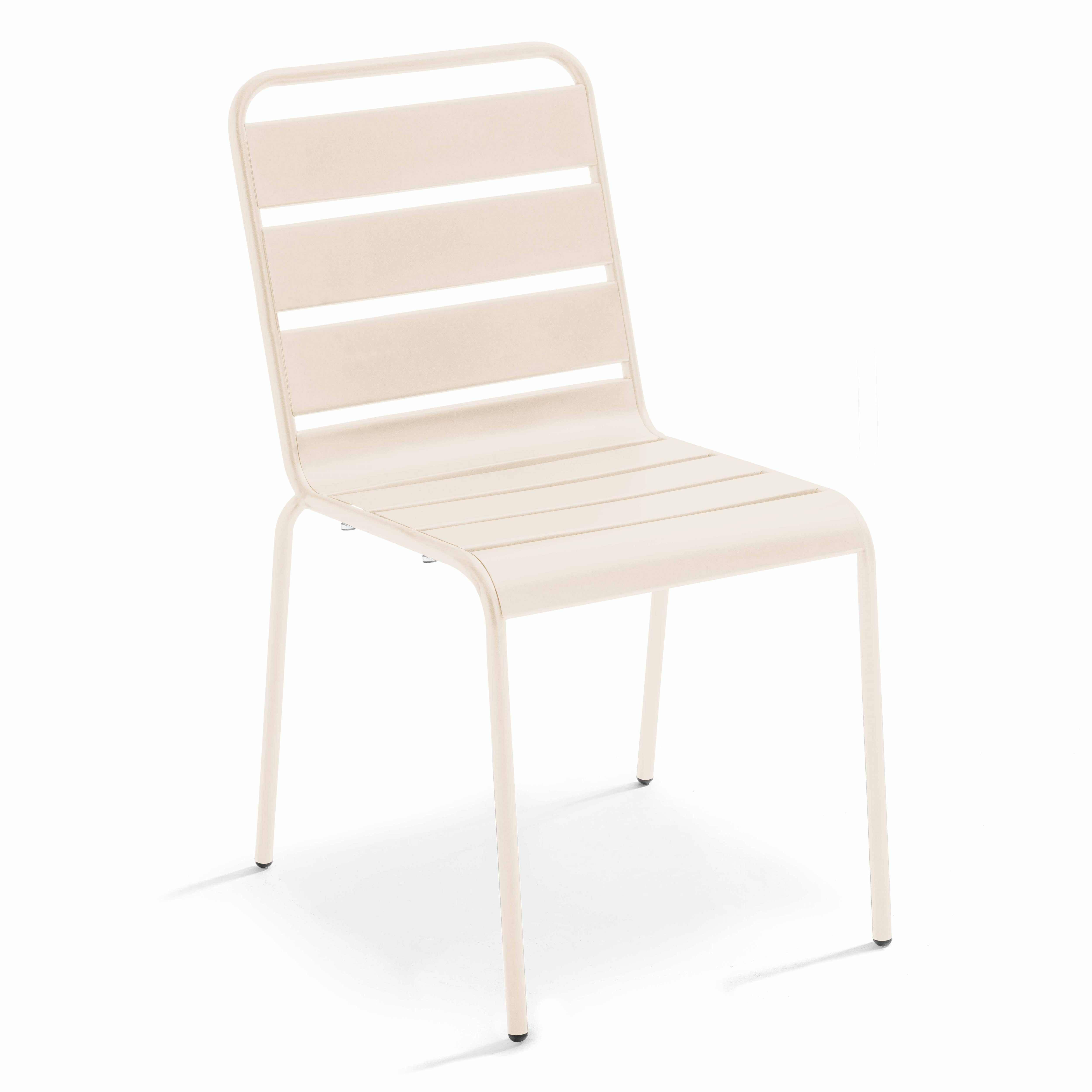 Ensemble table de jardin et 4 chaises en métal ivoire , Palavas - Oviala - 4
