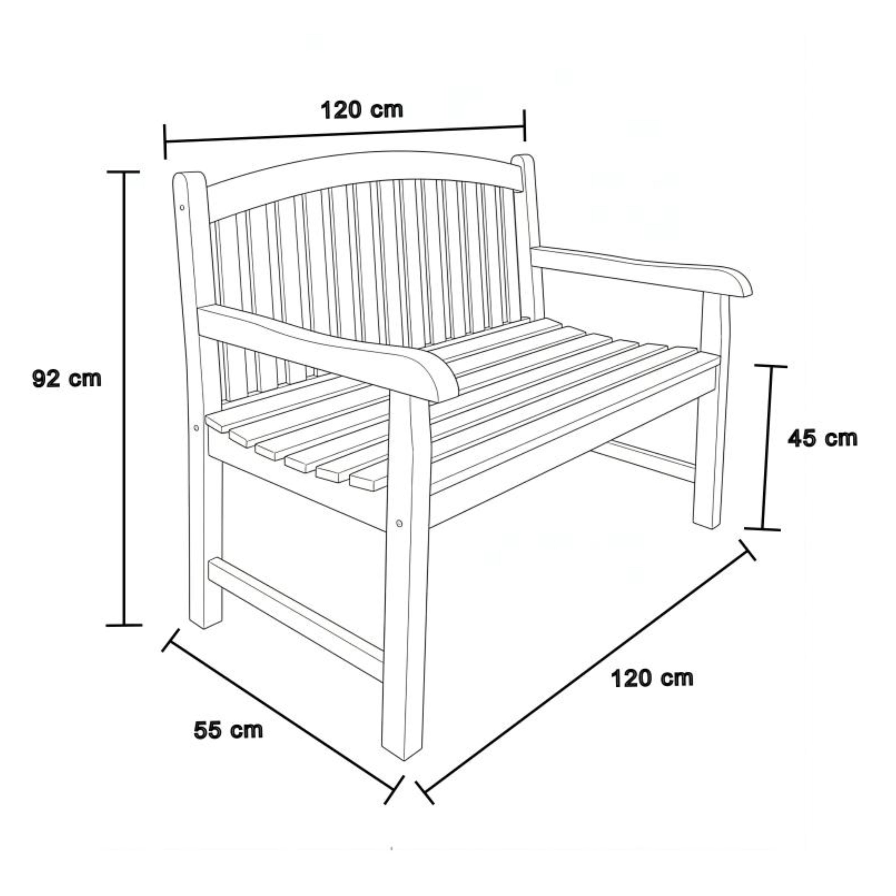 AXI Suki Banc de Jardin en Bois de Teck - Brun | Assise avec Accoudoirs et Dossier - Pour 2 Personnes| Pour Parc / Terrasse | 120 x 63 x 95 cm - 4