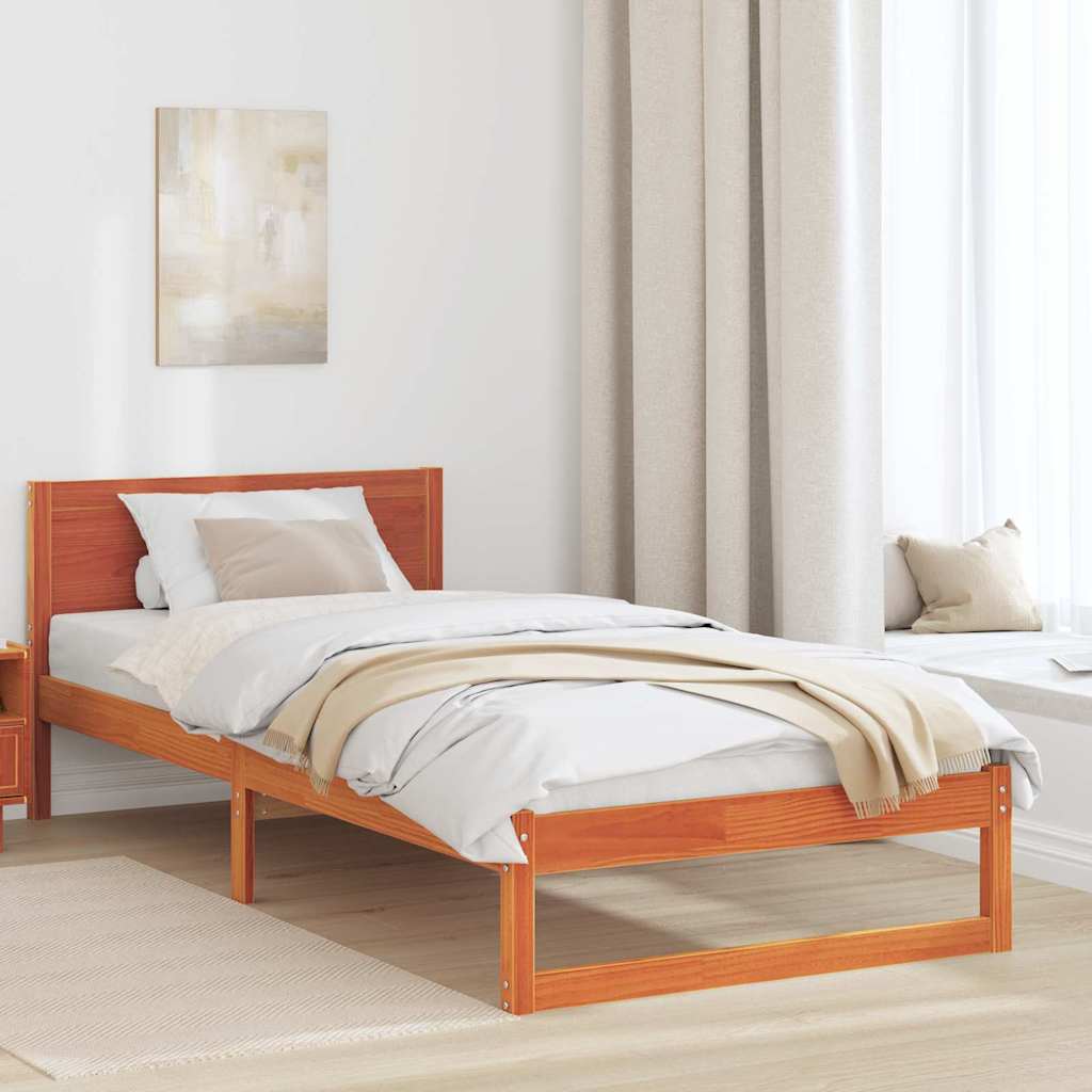 Ramka łóżka Woskowy Brąz 75 x 190 cm Lite drewno sosnowe vidaXL