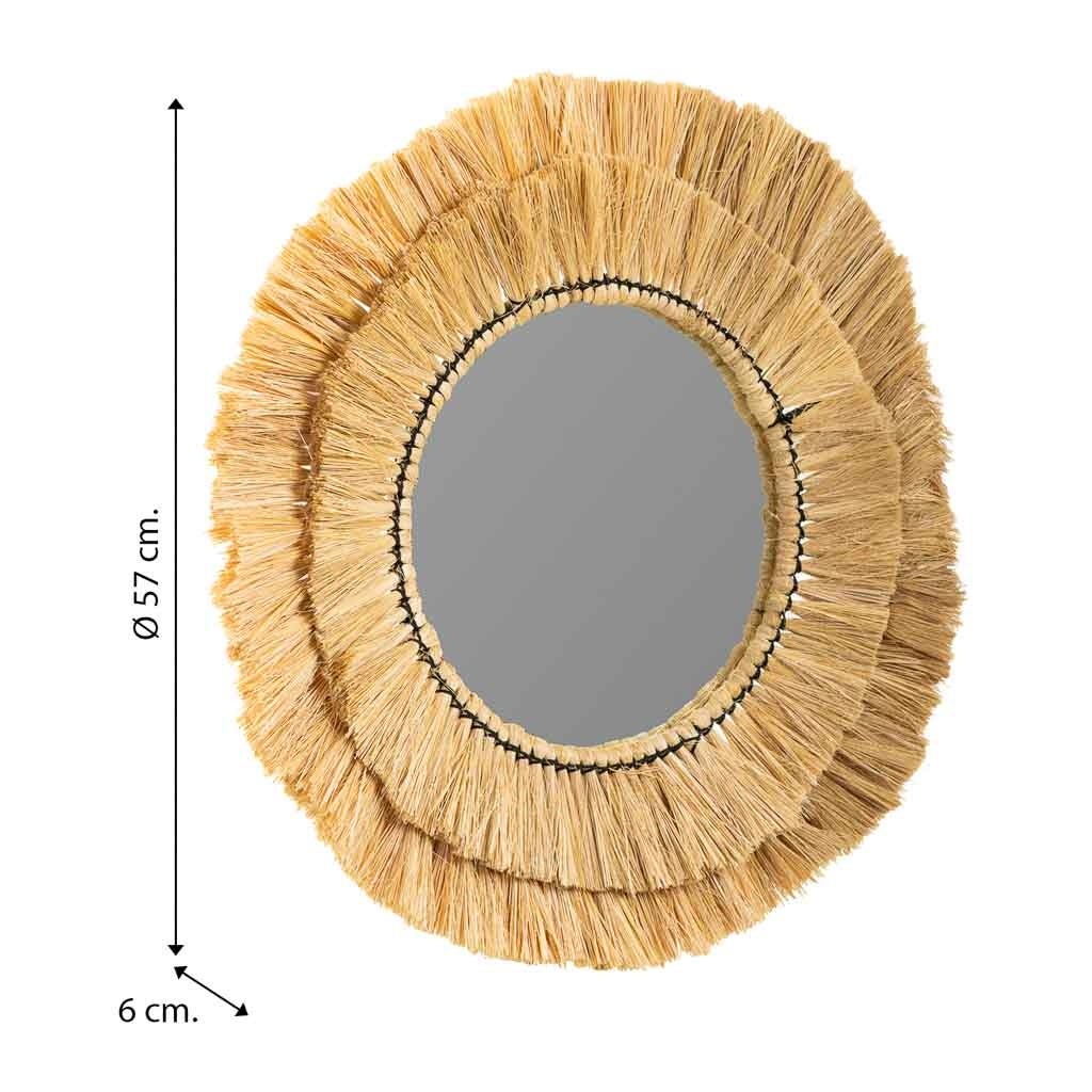 Miroir rond en fibre naturelle marron 57x57x6h - 4