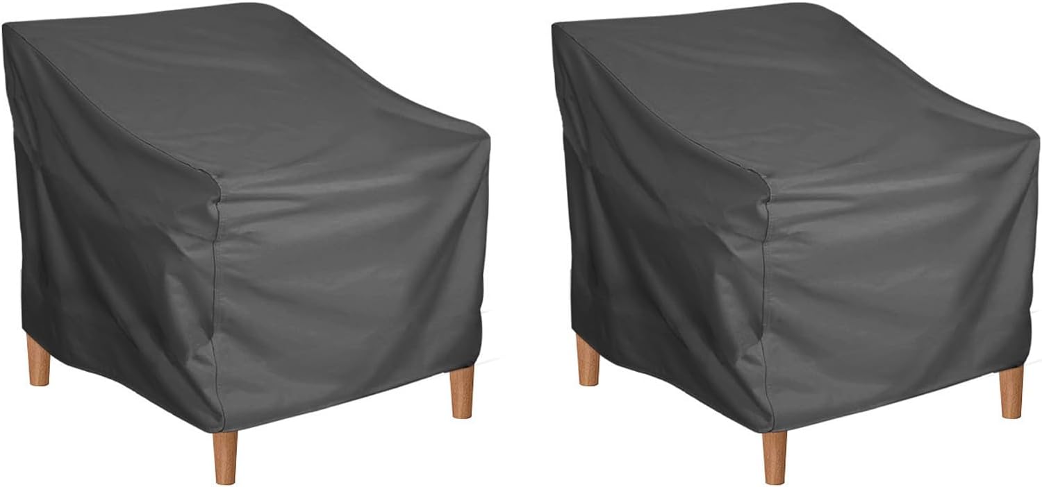 Zestaw 2 wodoodpornych pokrowców na krzesła ogrodowe 210D – pokrowce ochronne na meble ogrodowe 80 x 85 x 91,5 cm – czarne