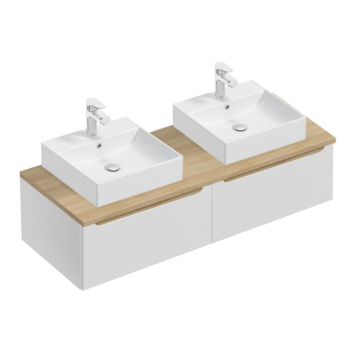 Mueble doble lavabo 120cm 2 cajones livia blanco y madera