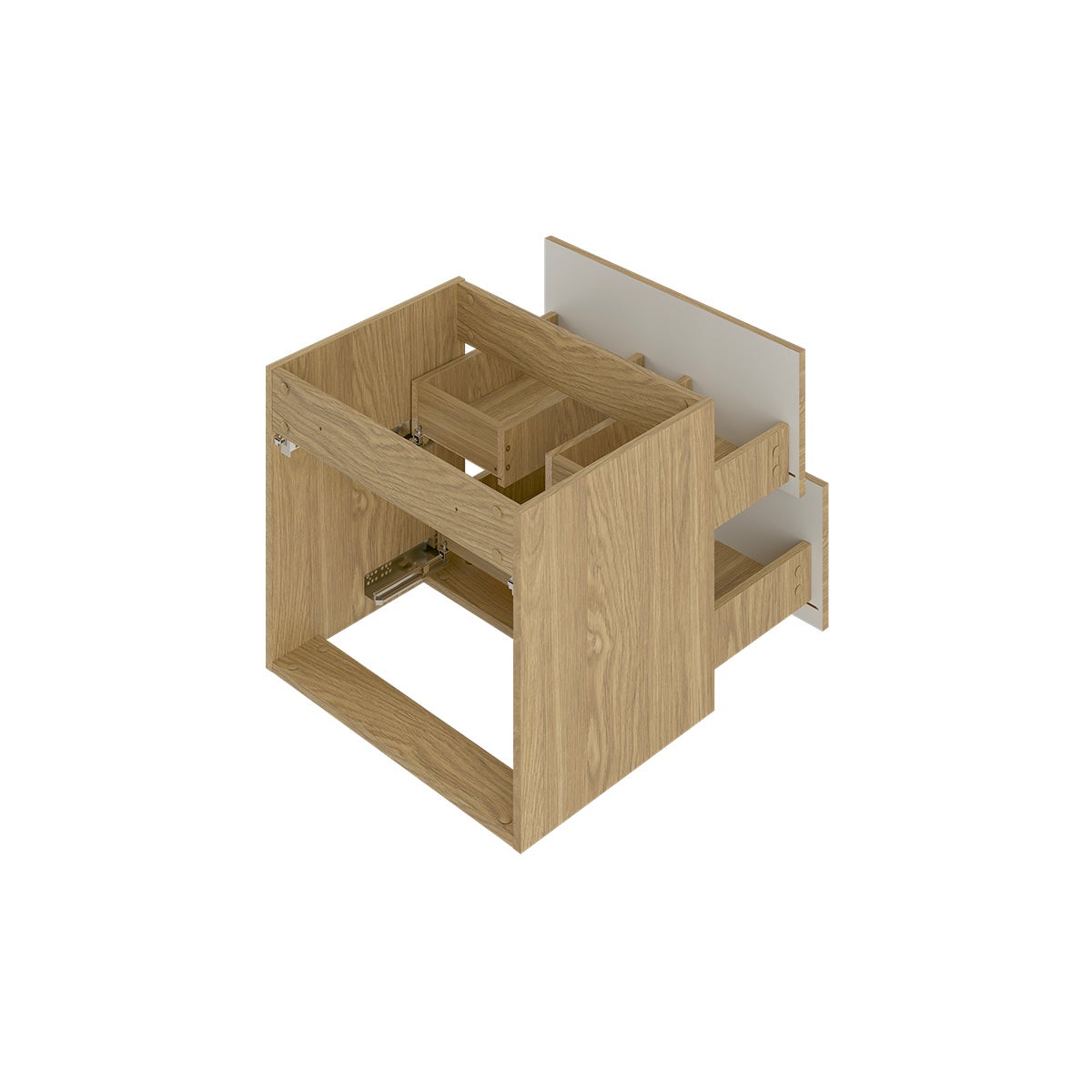 Ensemble meuble double vasque 140cm 2 niches et colonne Viggo Bois - 4
