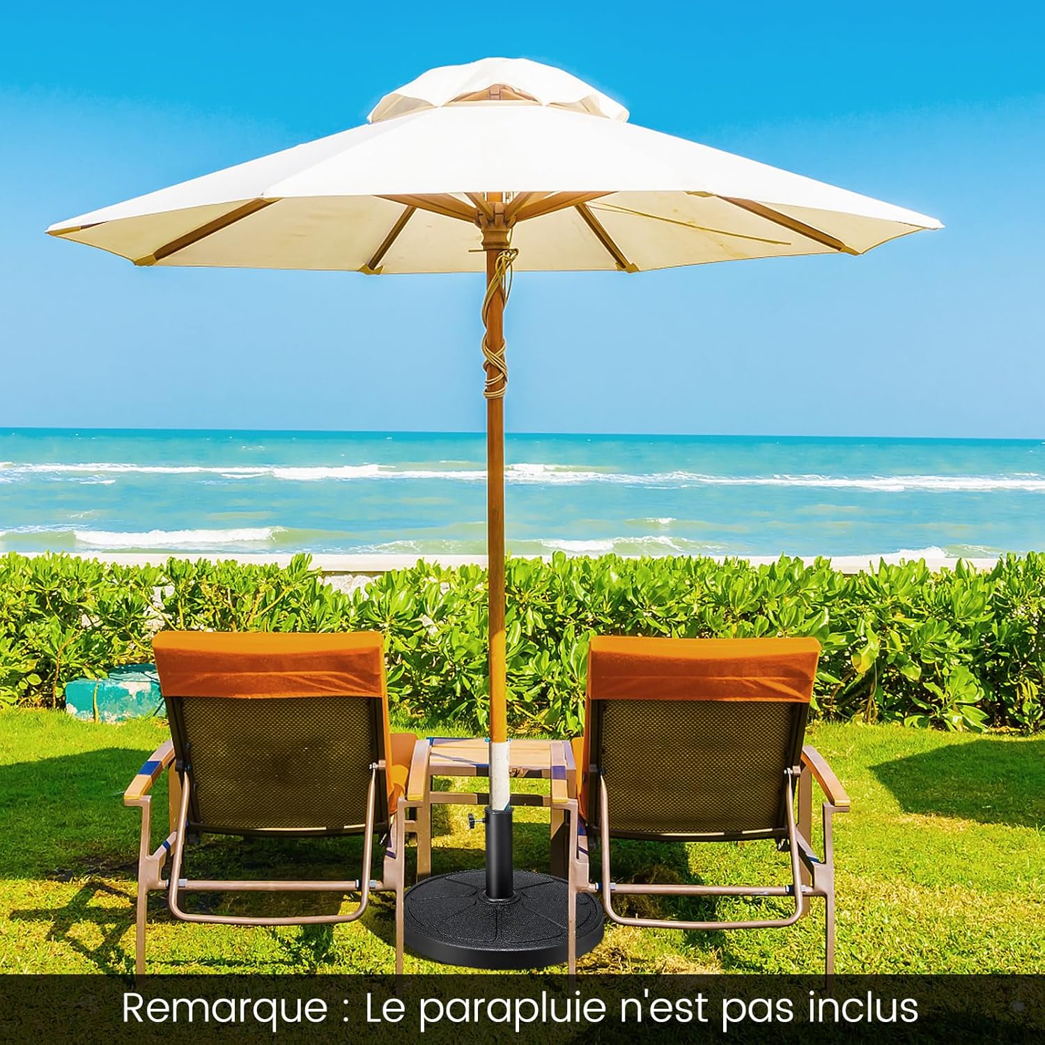 Base Ombrellone da Esterno 14 kg, Supporto Rotondo per Ombrellone 45 CM con Diametro Palo 38/48 MM, Base per Ombrellone Robusta da Giardino Te - 9