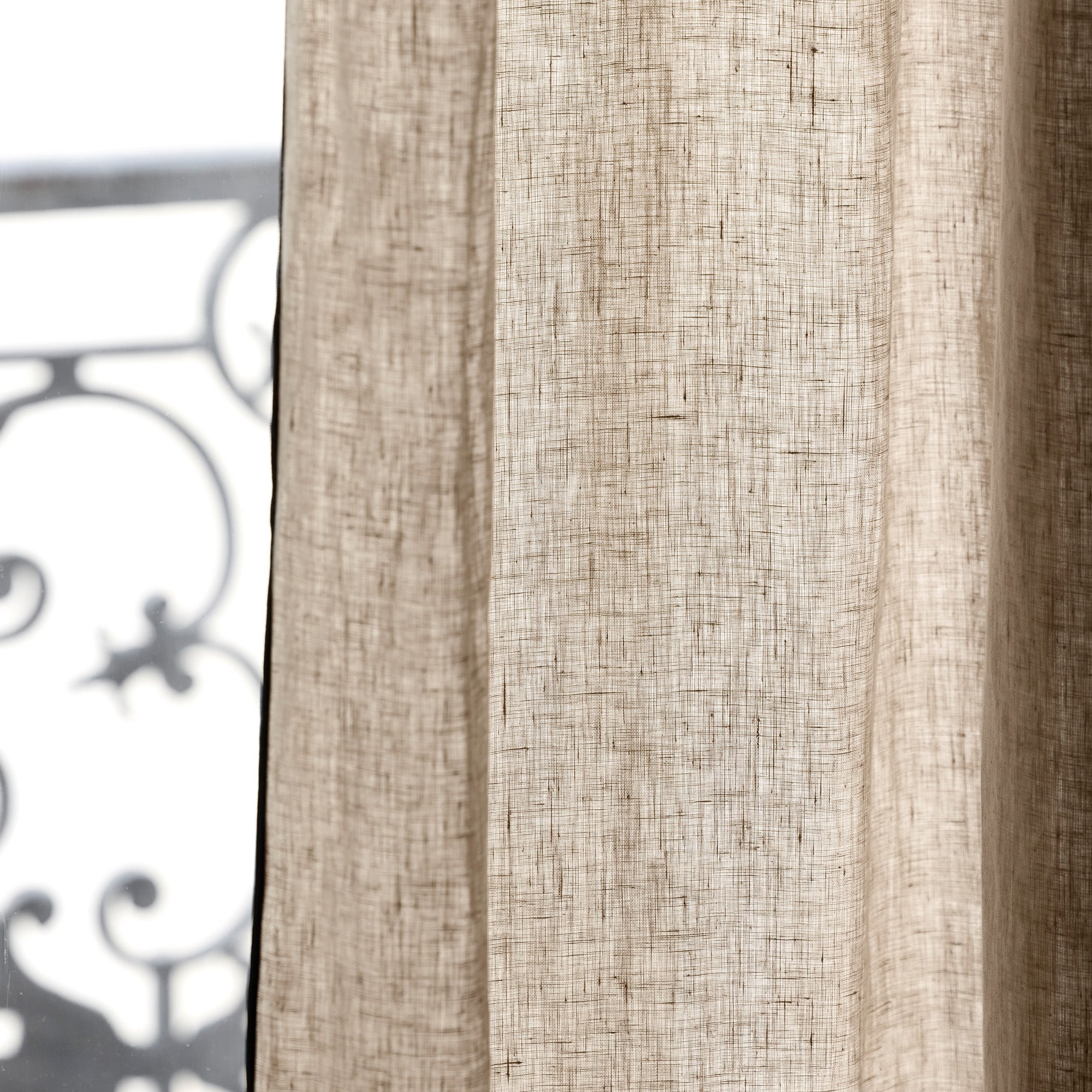 rideau panneau Tamisant en 100% lin lavé légèrement froissé CARLINA beige 150x280 cm - 2