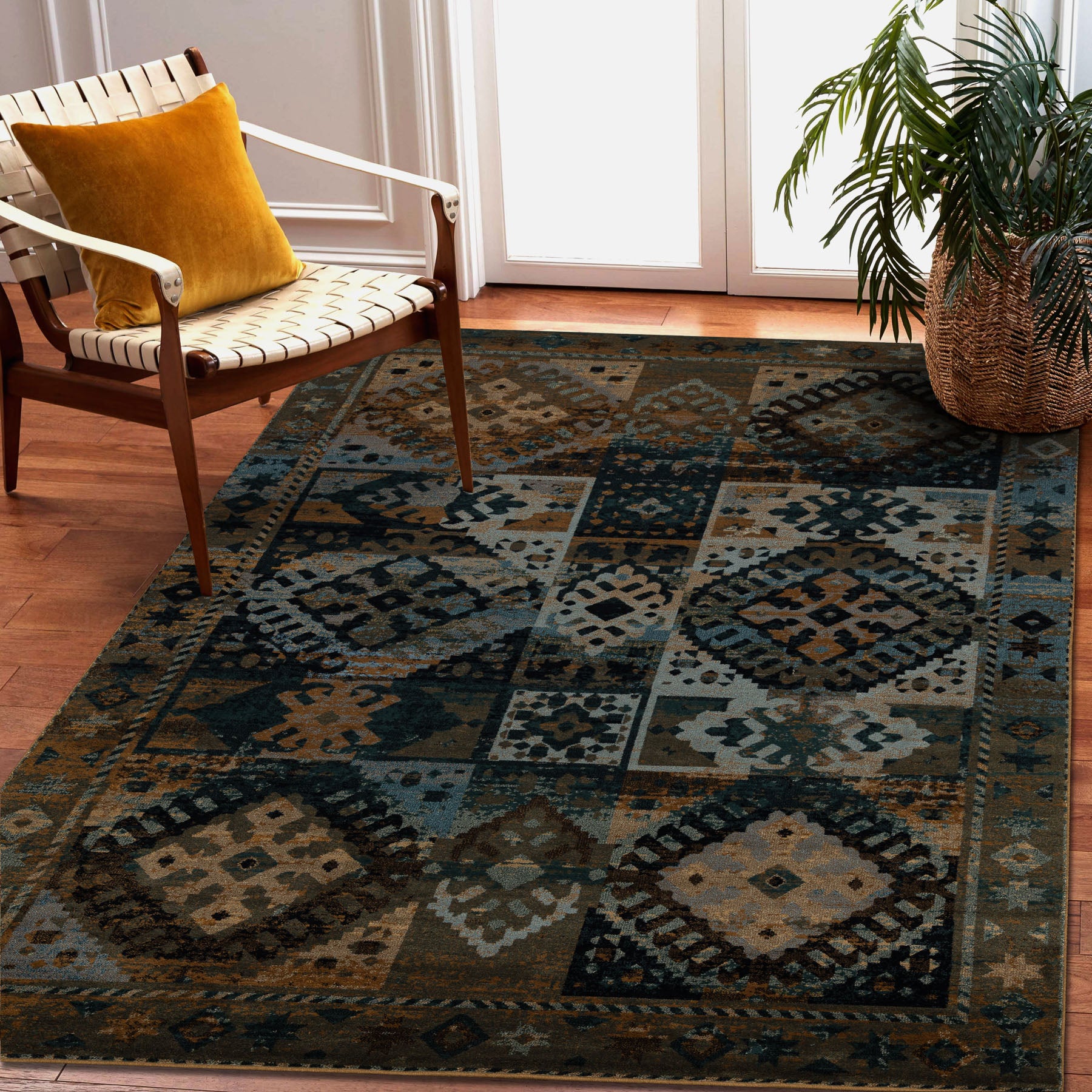 Covor de lână Omega AVAR Cadru, caro, oriental - tabac maro 200x300 cm ...