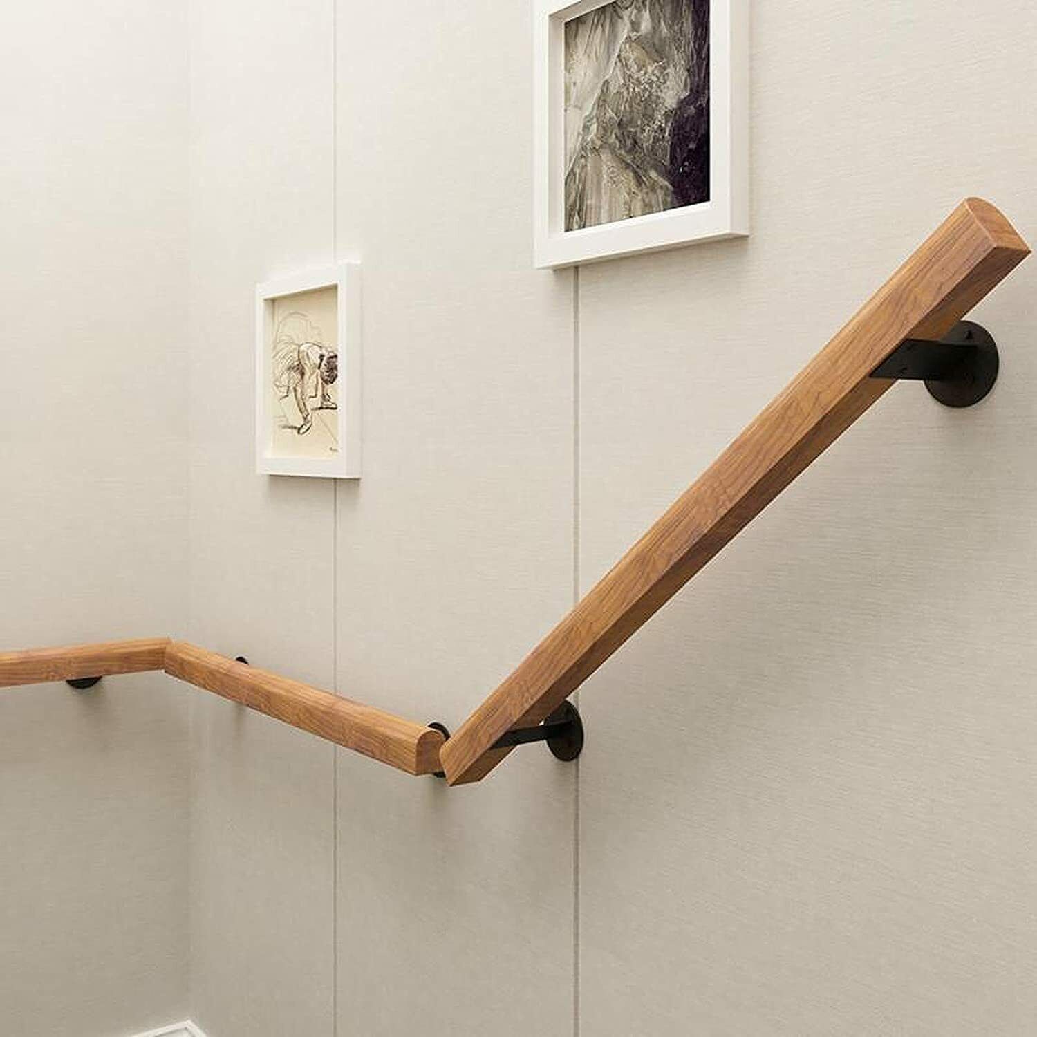Main courante en bois massif Fenice|bois couleur noyer clair avec supports et kit de montage|longueur 70 cm|pour l'ameublement intérieur - 2