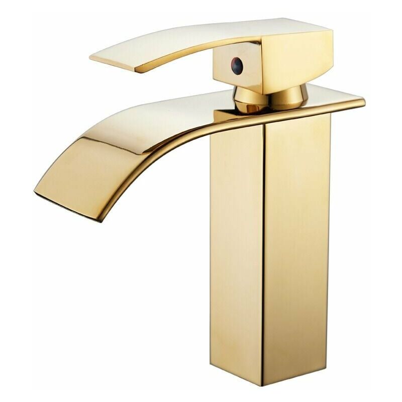 Robinet Robinet monotrou pour bassin chaud et froid de luxe Robinet cascade doré (court) - 3