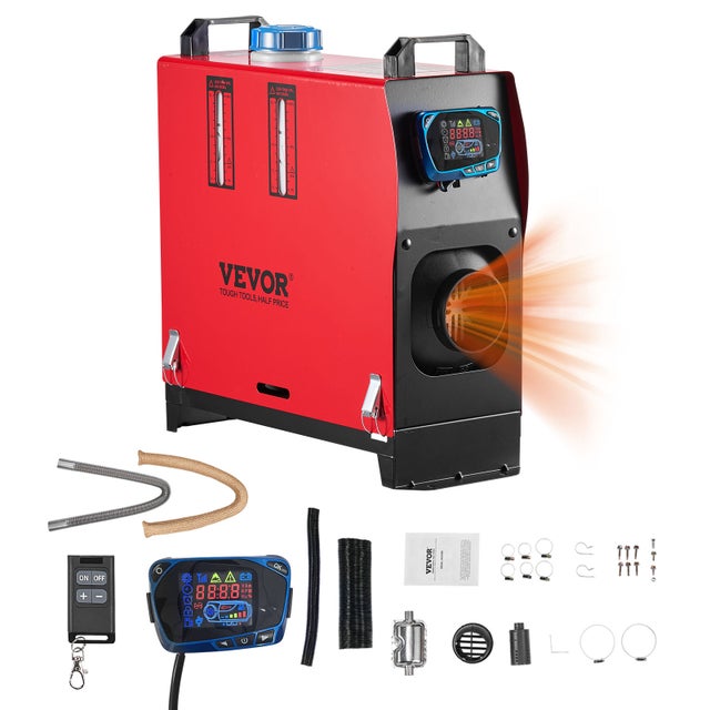 Chauffage Diesel VEVOR 8 kW DC 12-24 V, Réchauffeur d'Air Diesel Consommation 0,18-0,36 L/h, 0-40 ℃ Réglable, avec Télécommande Interrupteur LCD Bleu