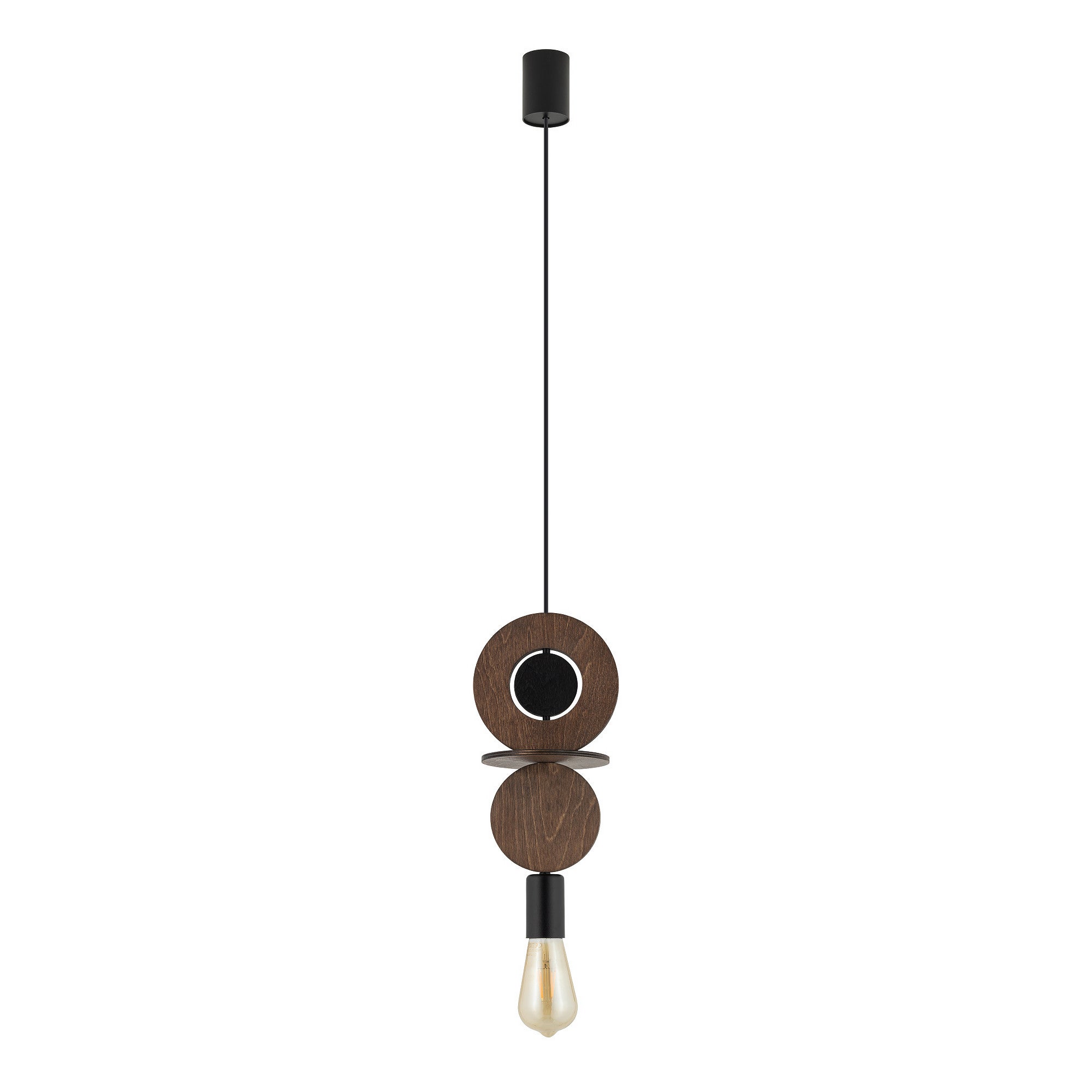 Lampa wisząca Drops Wood C ciemne drewno-czarna 1xE27x25W dekoracyjna wym: 216,5 x 16 x 16 cm metal Nowodvorski Lighting