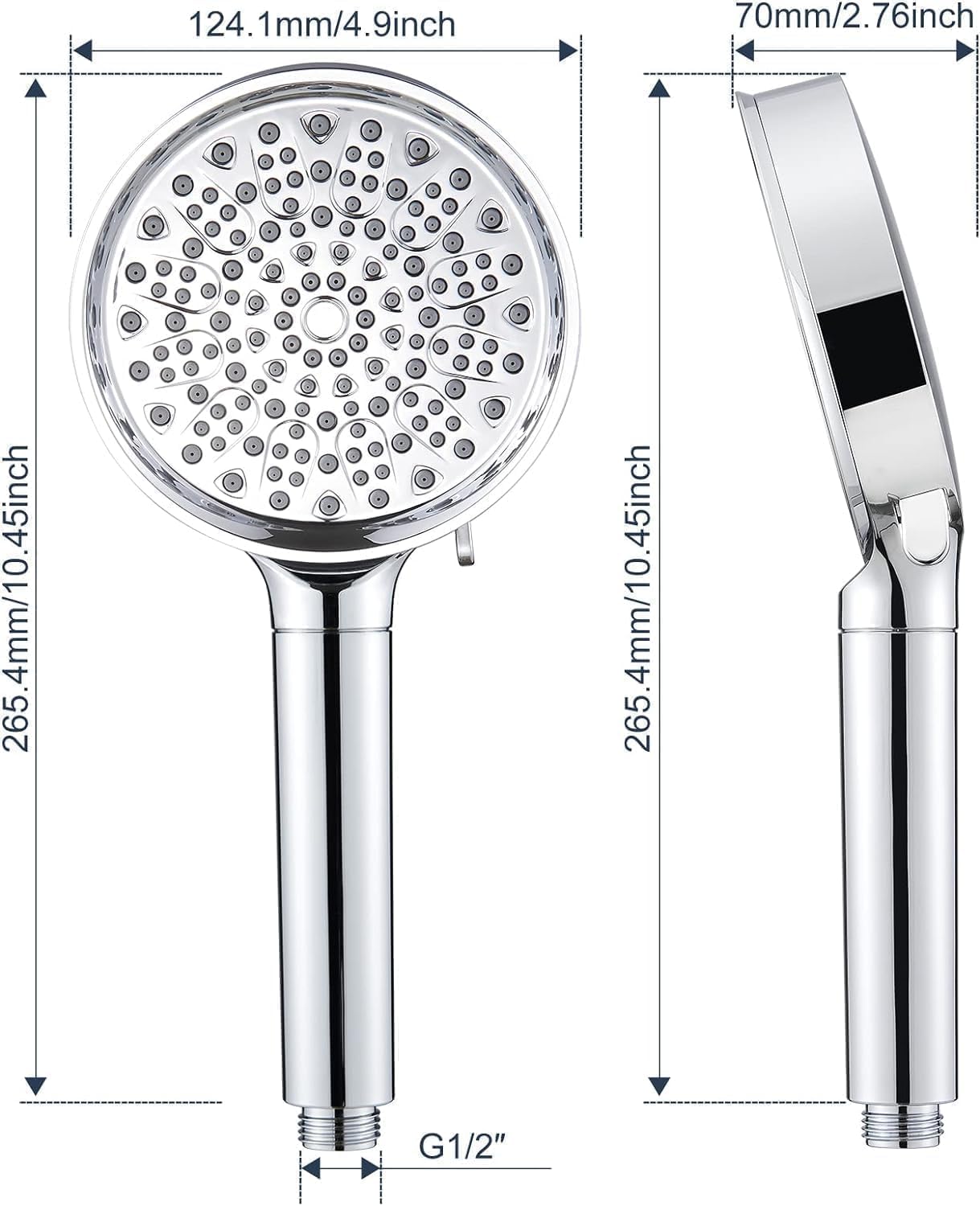Soffione Doccia Ad Alta Pressione, Soffione Doccia A Risparmio Idrico Con Tubo Doccia Da 1 5 M E Staffa Doccia Bagno Regolabile In 3 Modalita 92527762
