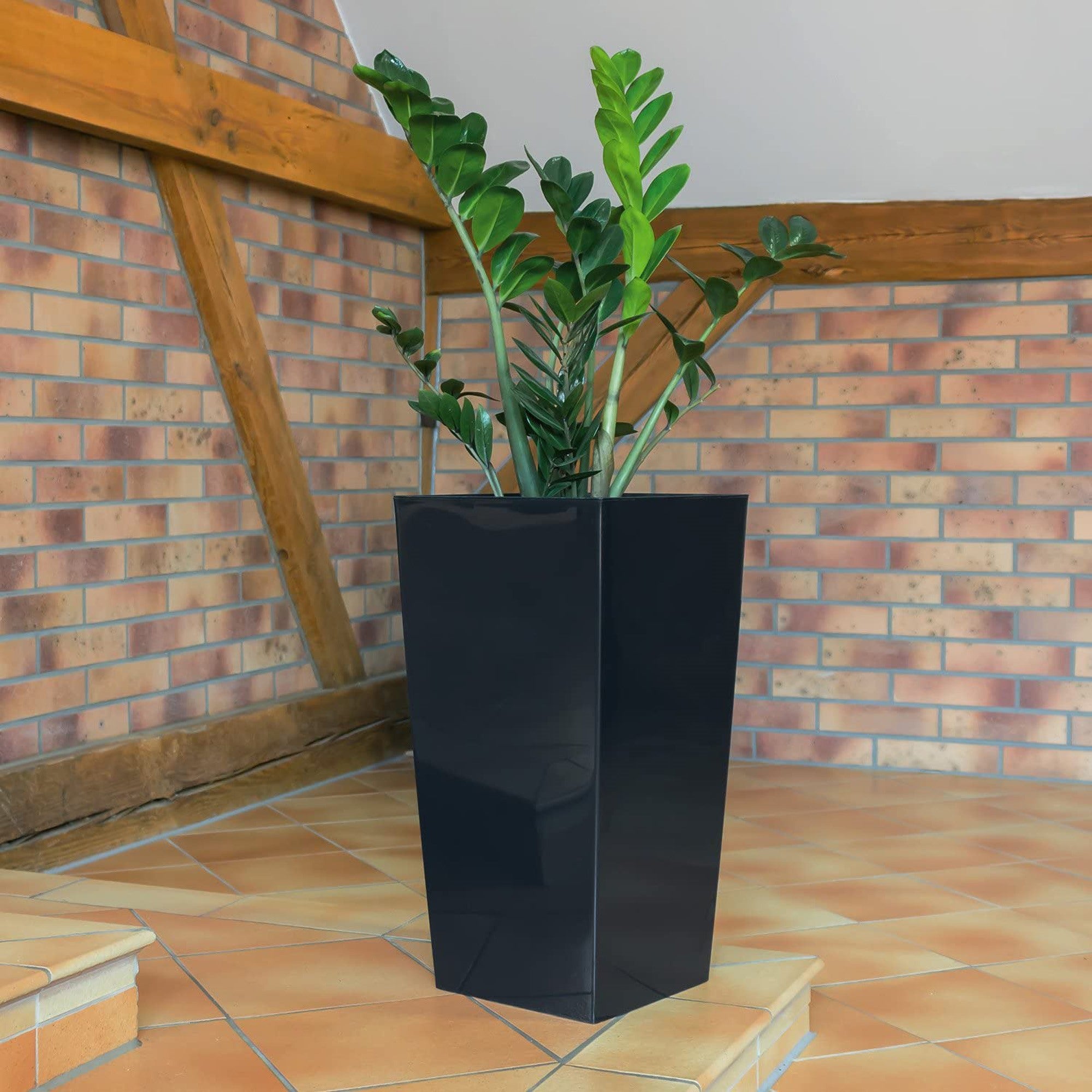 Pote de plástico antracite alto 26,6L - 50 x 26,5 x 26,5 cm com tanque - 7