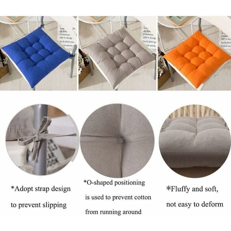 6 coussins de chaise carrée 40x40 coussin de siège coussin de décoration intérieure coussin matelassé chaise coussin de chaise bureau confortable - 2