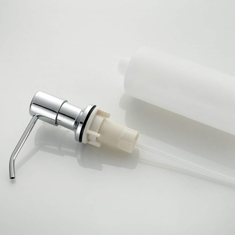 Distributeur de savon pour évier de cuisine 500 ml, diffuseur à pompe, distributeur de liquide vaisselle dissimulé, chromé, argent - 2