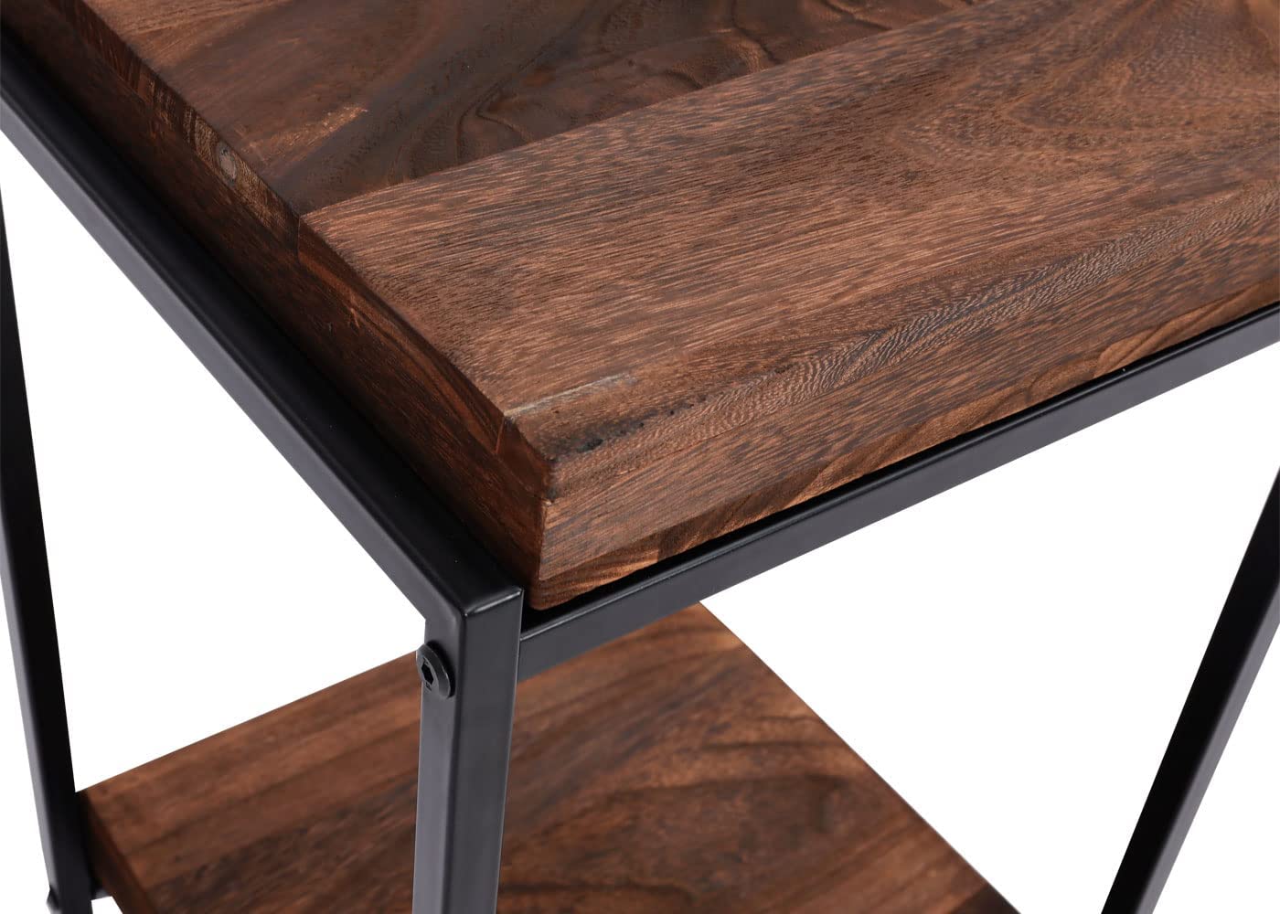 Table support de plantes étagère à fleurs table d'appoint en métal MDF marron foncé 101cm MED04067 - 5