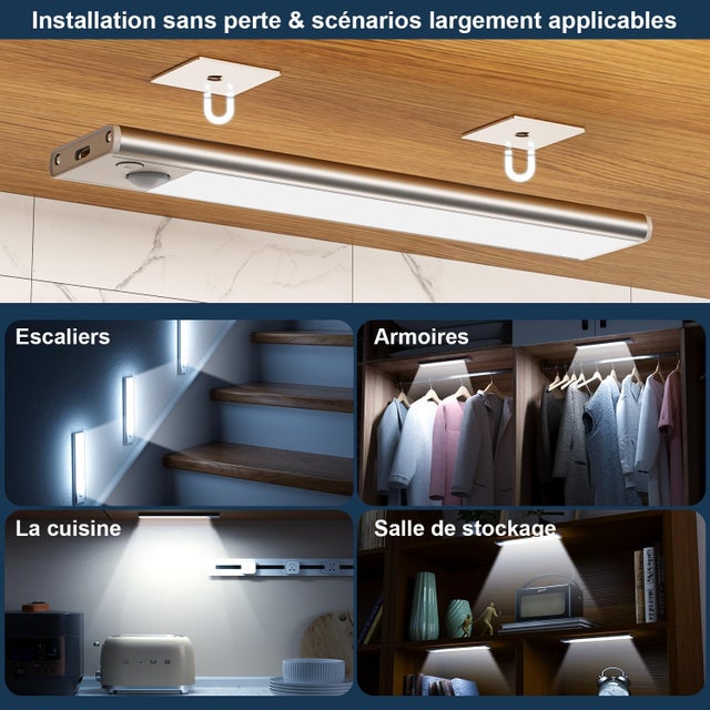 Lampe LED Rechargeable Cuisine Reglette: Sans Fil Mouvement Detecteur Lumiere Interieur Sous Meuble Placard Eclairage Lumiere Usb 30cm 96610236