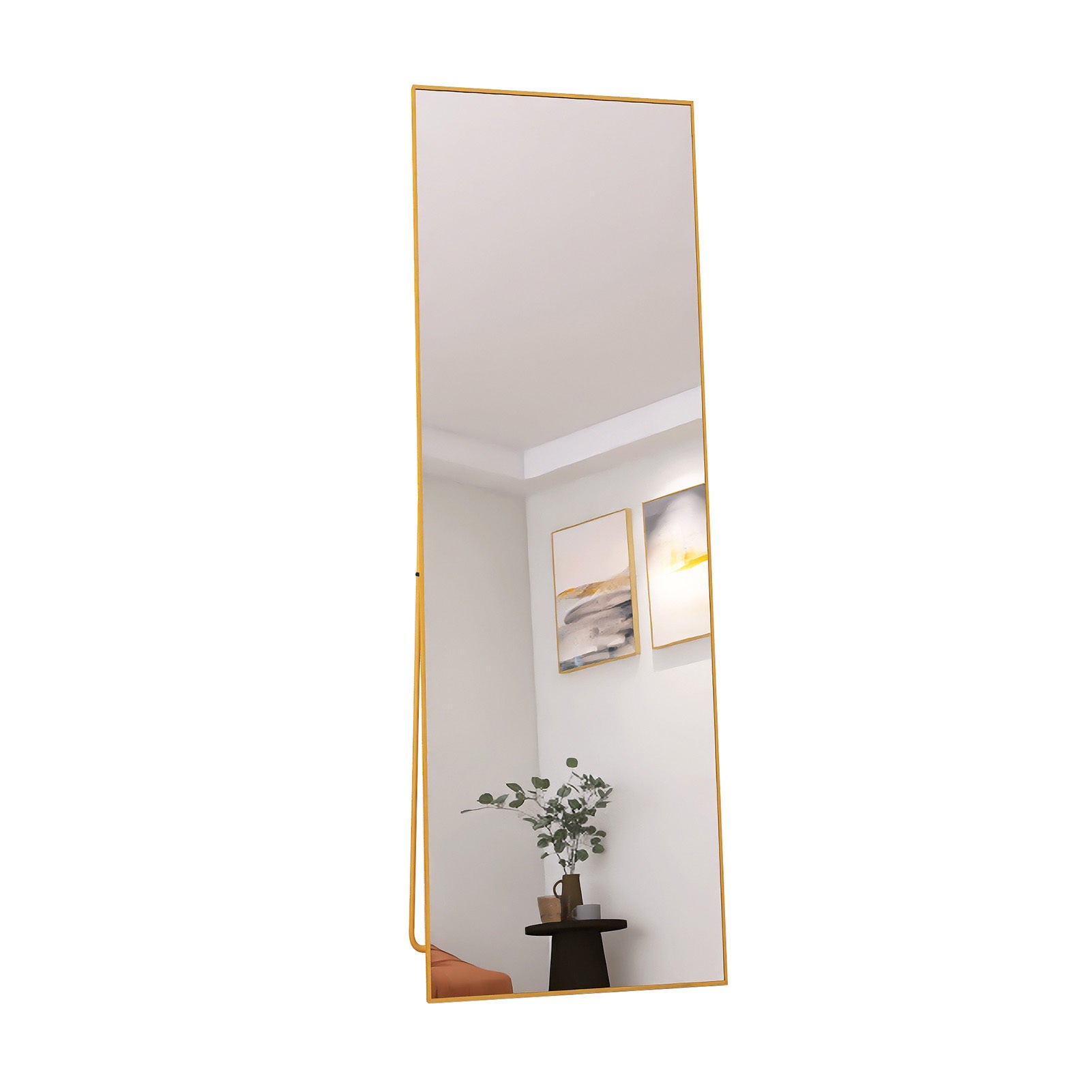 Miroir sur pied,162 x 53cm,Miroir carré sur pied,cadre en alliage d'aluminium,miroir de chambre,doré - 9