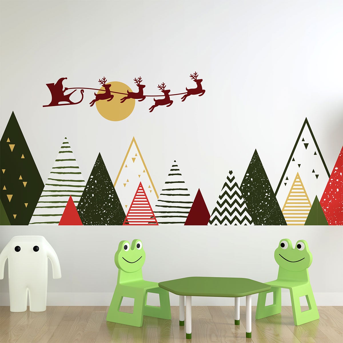Adesivi di montagne natalizie scandinave - Sticker adesivo - adesivi murali - 100x170cm - 5