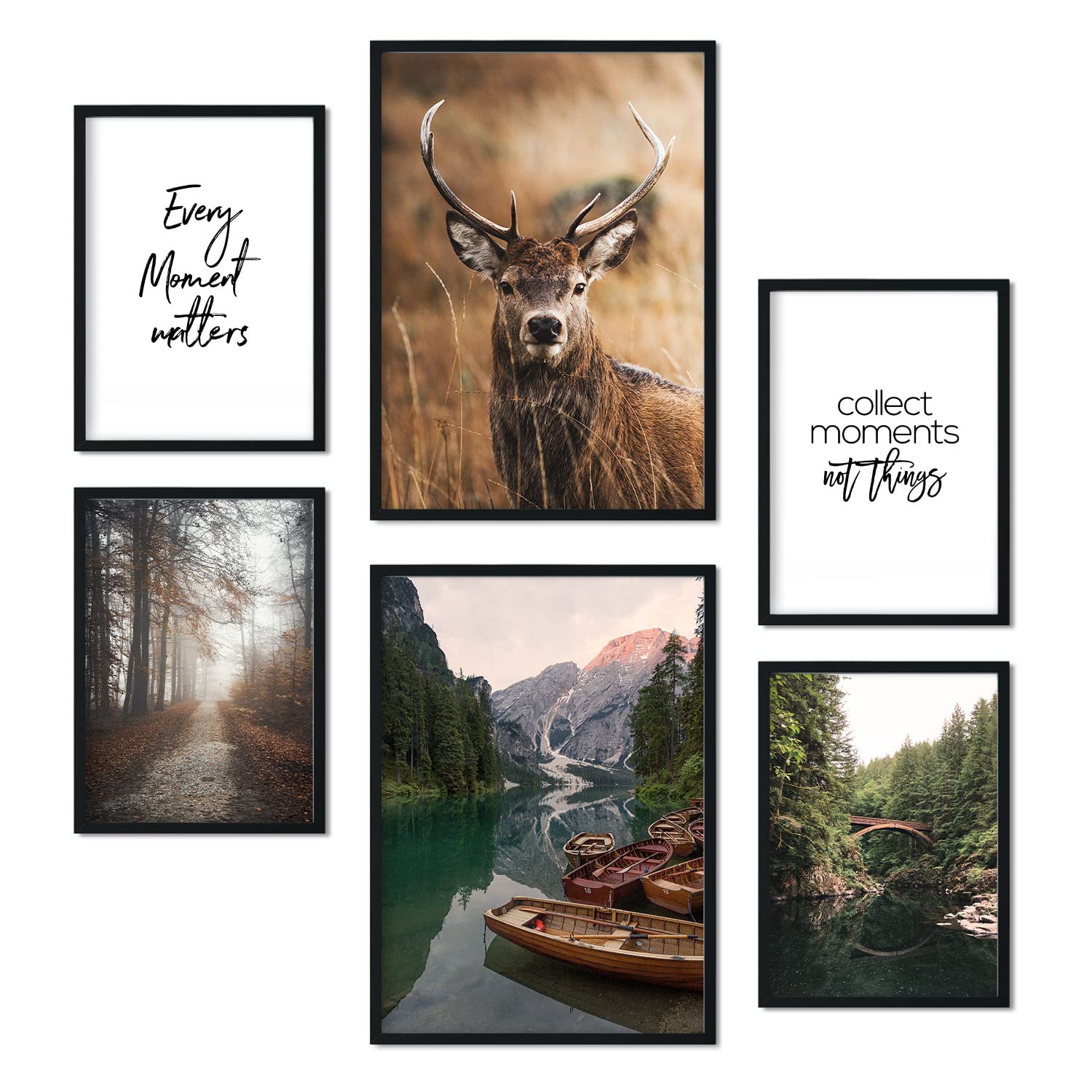 Pack 6 láminas fotografia decorativa cuadros para pared con bosque, naturaleza y montana decoracion mural moderna a3 y a4. sin marco