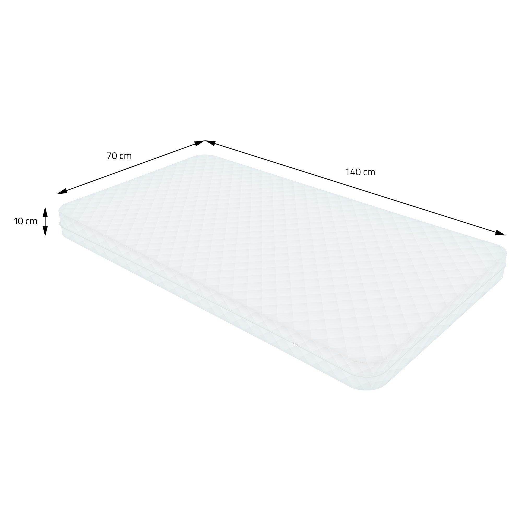 Lit cabane enfant 70x140 cm naturel en bois massif avec matelas, protection antichute, toit et sommier à lattes, couchage maisonnette - 9