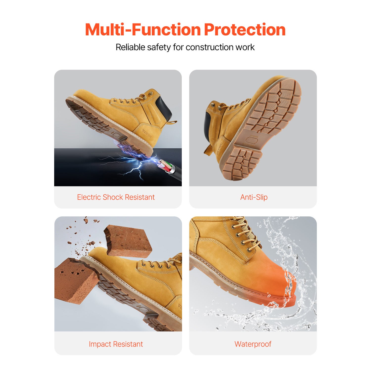 Bottes travail embout acier,taille SucceBuy 40,imperméables,antidérapantes,légères,respirantes,semelles caoutchouc - 6