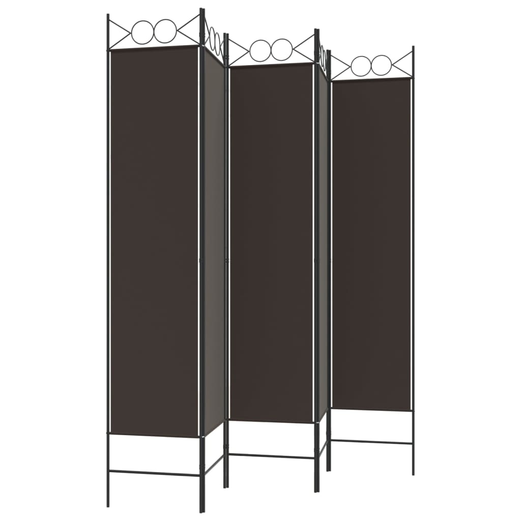 vidaXL Cloison de séparation 5 panneaux Marron 200x200 cm Tissu - 5
