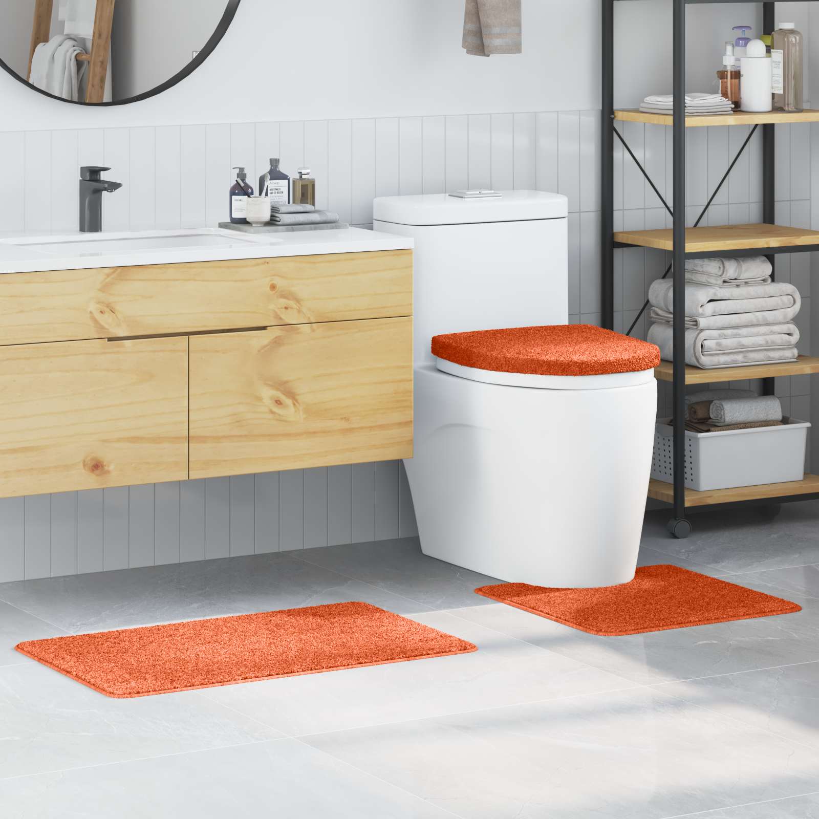 Zestaw mat łazienkowych antypoślizgowych 3 pcs Pomarańczowy PP vidaXL