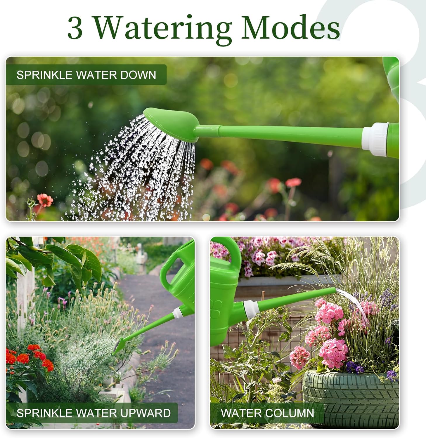 Arrosoir 2 gallons pour plantes extérieures/intérieures, fleurs, jardin, plastique, bec long et buse amovible, design moderne. - 4