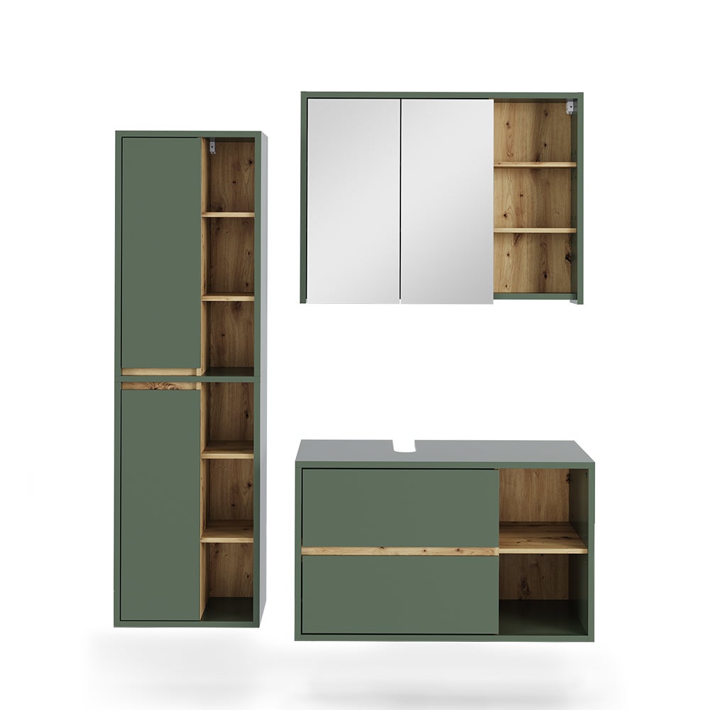 Vicco Zestaw mebli łazienkowych Viola, Zielony/rzemieślniczy, 3 części
