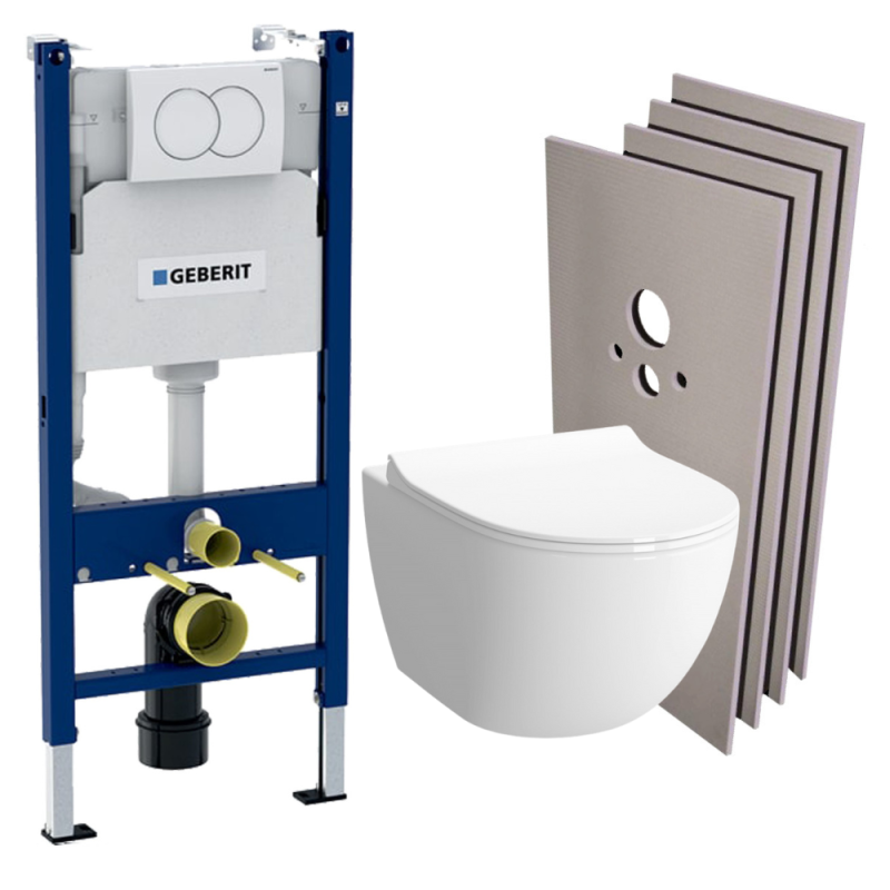Pack WC Bati support Geberit + Cuvette Vitra Sento Rim-Ex + Abattant ...