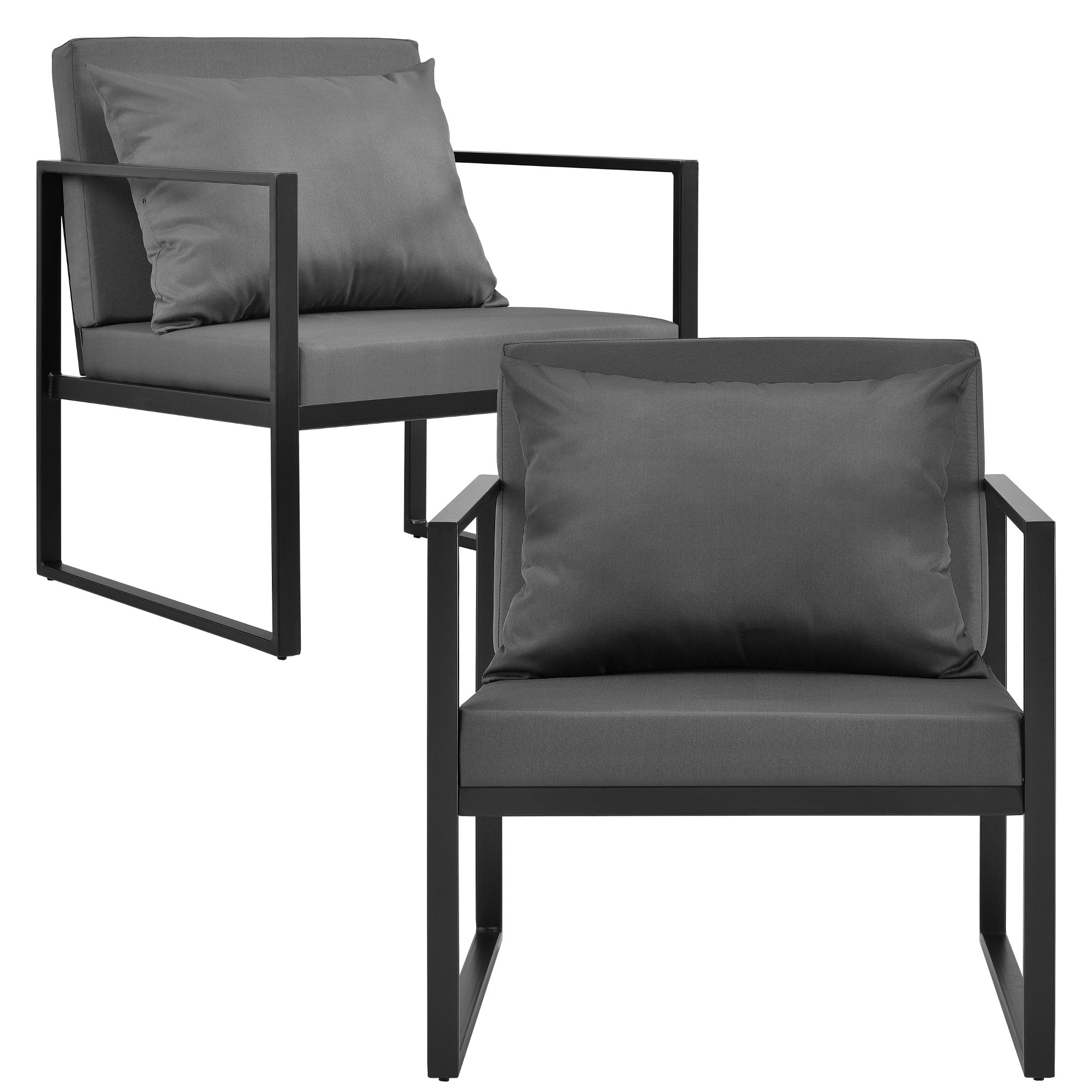Fauteuil de jardin avec coussin en metal et textilène Noir - 5