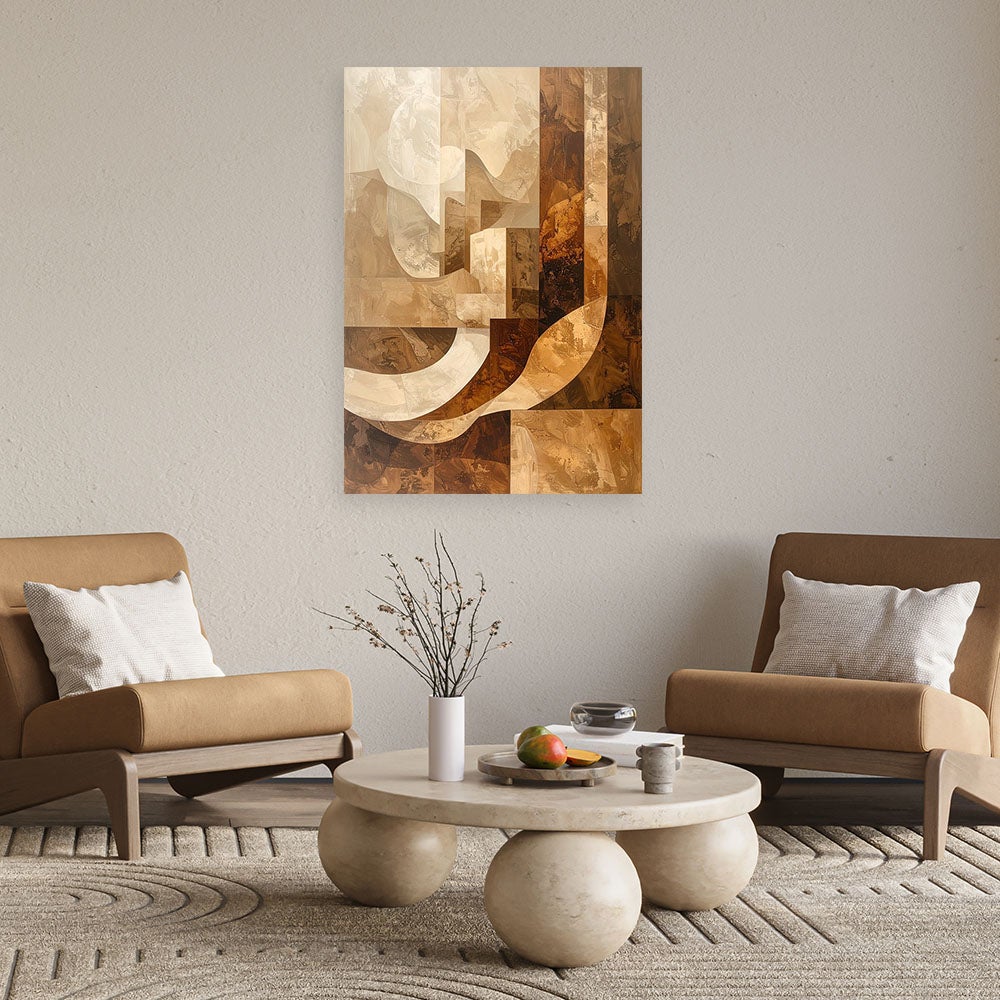 Obraz nowoczesny do salonu sypialni biura loftu, Abstrakcja geometryczna w beżu 80x120 - 2